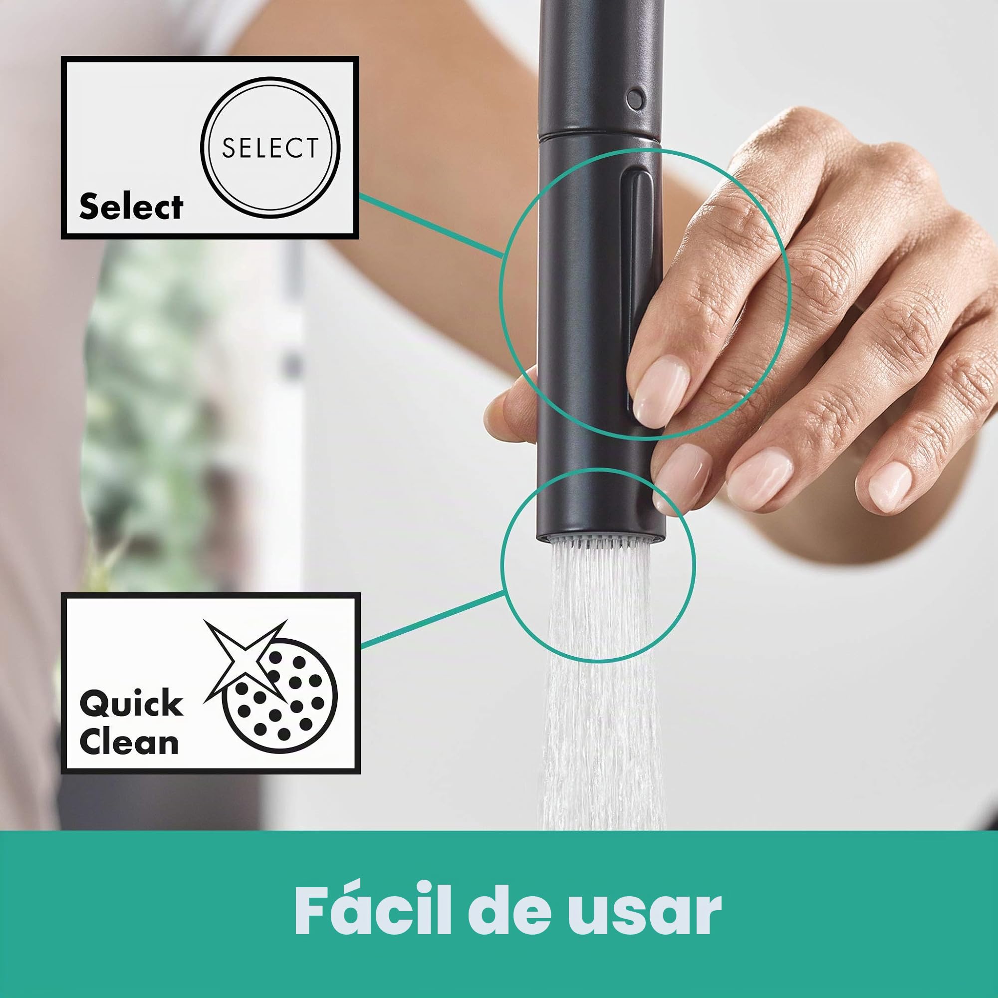 hansgrohe Talis M54 - grifo de cocina con ducha extraíble, 2 tipos de chorro, altura del caño 210 mm, grifo cocina fregadero con caño giratorio, negro mate, 72800670
