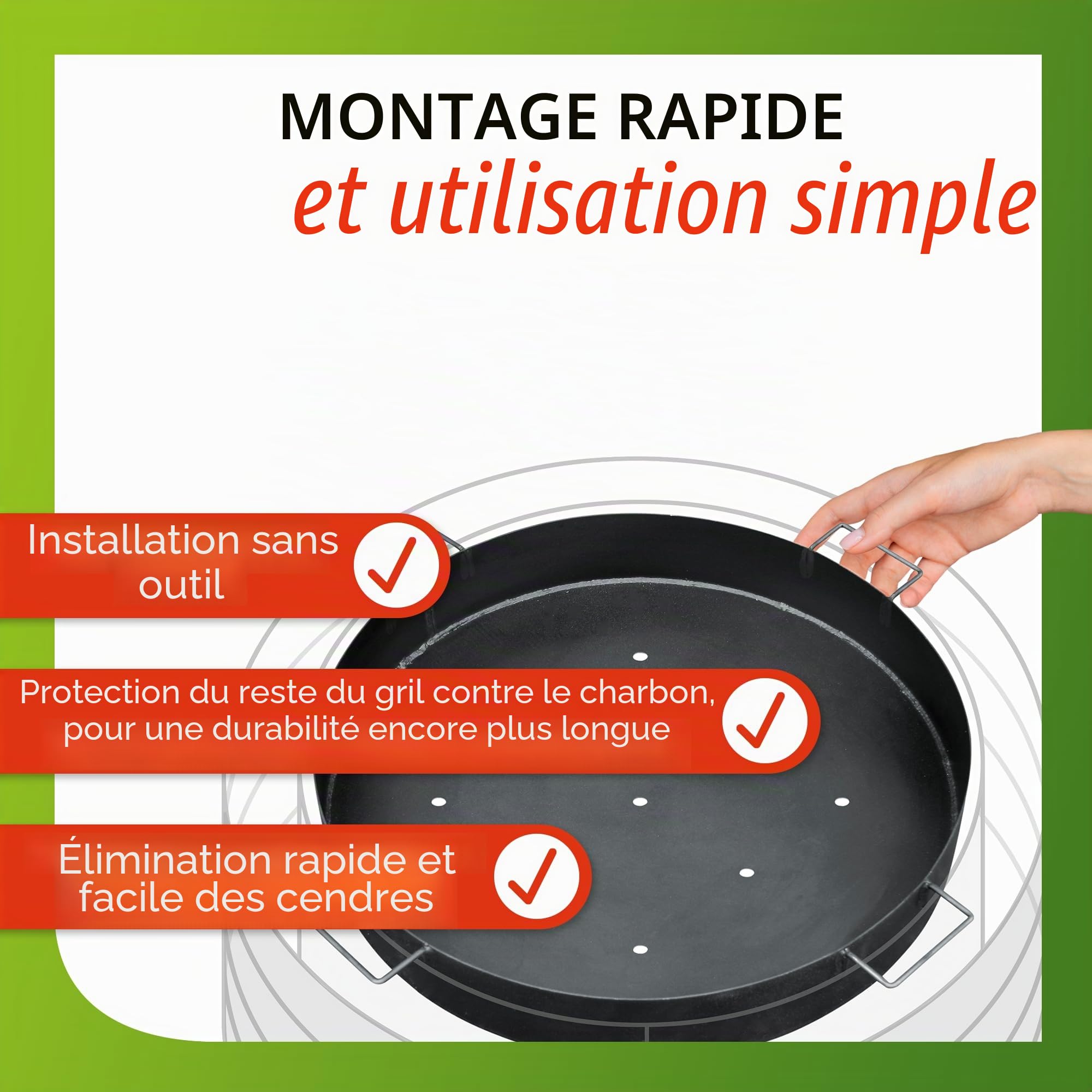 bellissa bac à Charbon émaillé - 95585 - barquette pour Grill en tôle d'acier émaillée pour Emplacement pour feu en gabionle - diamètre 65 cm, Hauteur 10 cm