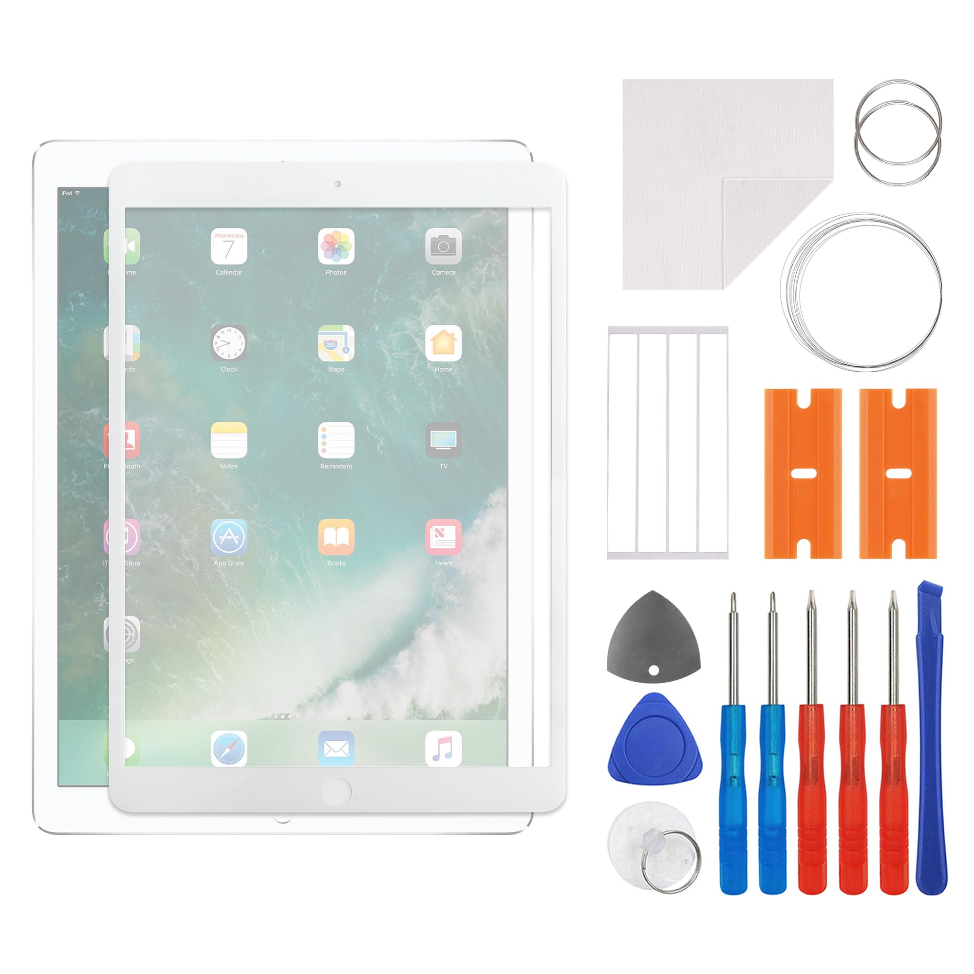 SWARK New Front Screen Glass Outer Panel Lens Replacement Compatible with iPad Pro 10.5" A1701,A1709,A2153,A2123 with OCA Upgraded Repair Kit- No LCD Screen and Touch Digitizer(White)
