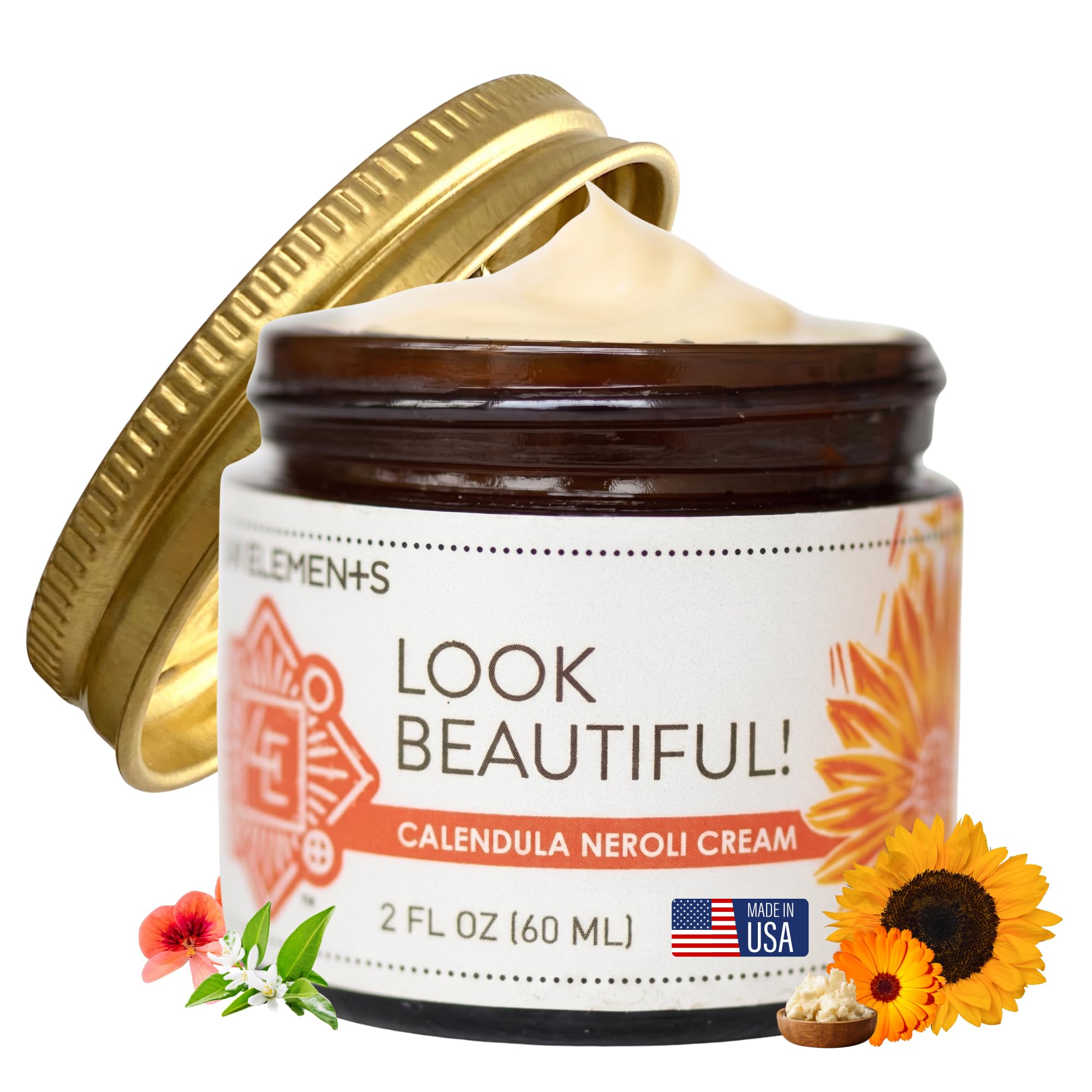 Amazon.com: Four Elements 4E Calendula Neroli Cream 2 Oz | Organic