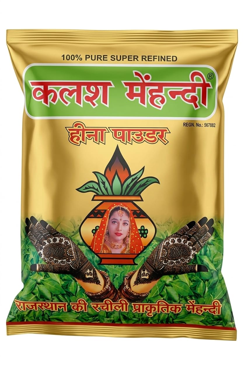 Kalash Mehndi 100% Pure Super Refined Henna Powder for Hand, Feet, Wedding and Festival (1kg)-image-31