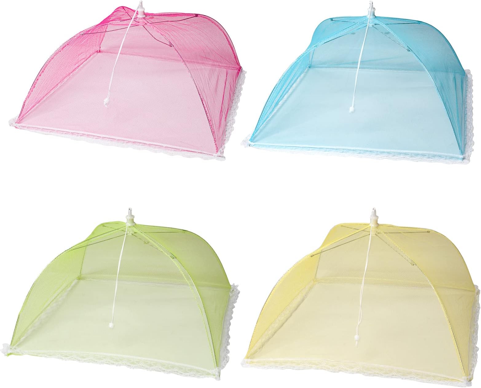 4 Pack Large and Strong Pop Up Mesh Screen Food Cover Tent,Reusable and Collapsible Outdoor Food Cover,Food Protector Tent Keep Out Flies, Bugs, Mosquitoes