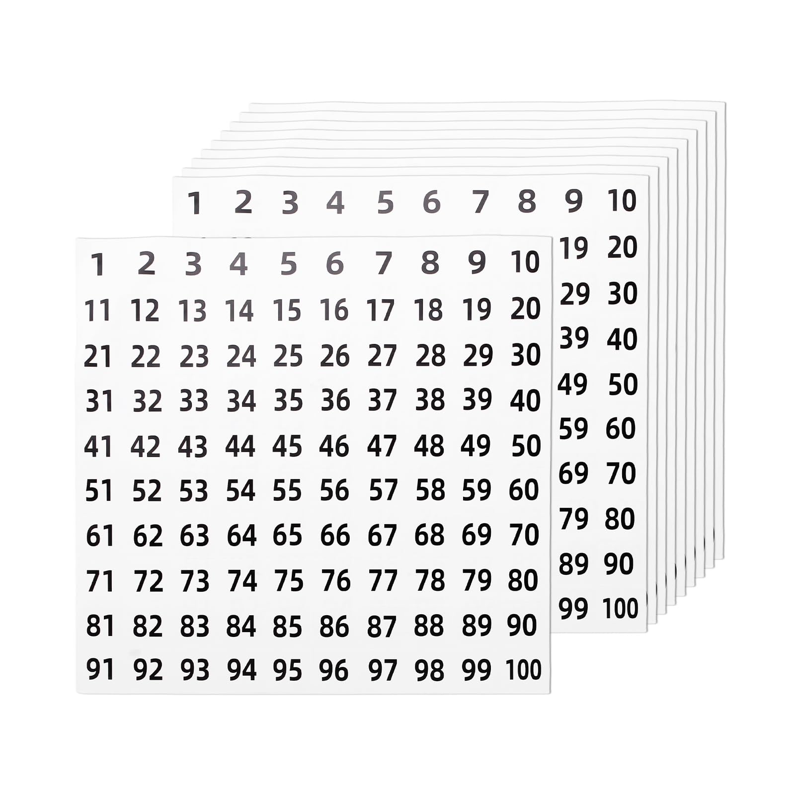 PATIKIL 1 to 100 Number Stickers, 10Pcs 1 Inch Vinyl Consecutive Numbered Sticker Self-Adhesive Square Labels for Inventory Storage Boxes Locker Organizing Indoor Outdoor, White
