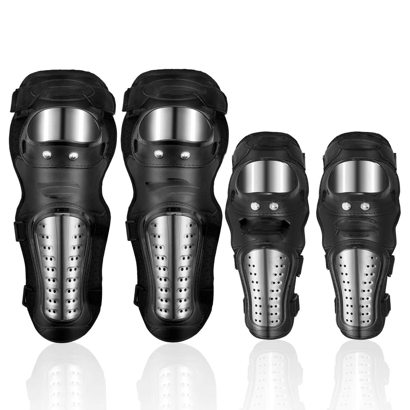 MAKINGTEC Knee Pads Elbow Pads 4Pcs - 2 In 1 Dirt Bike Knee and Shin Guards/Elbow Guards, Motorcycle Protective Gear Set with Adjustable Knee Cap Pads Protector for Motocross ATV Skating Mountain Bike