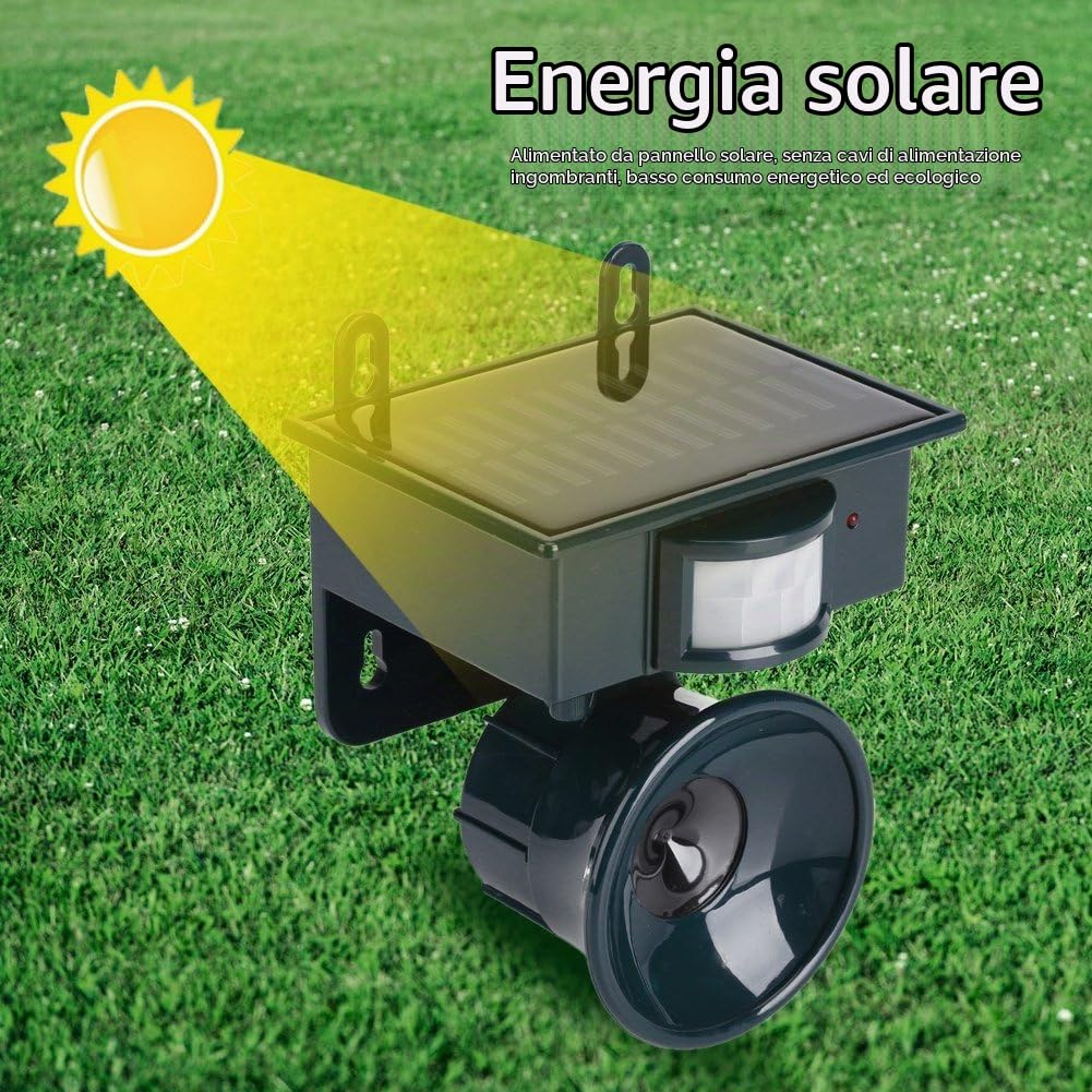 Repellente per uccelli, Repellente Ultrasuoni Animale Solare per piccioni uccelli, Ultrasonic Bird PIR sensore di movimento repellente per balconi finestre e alberi da frutta anche