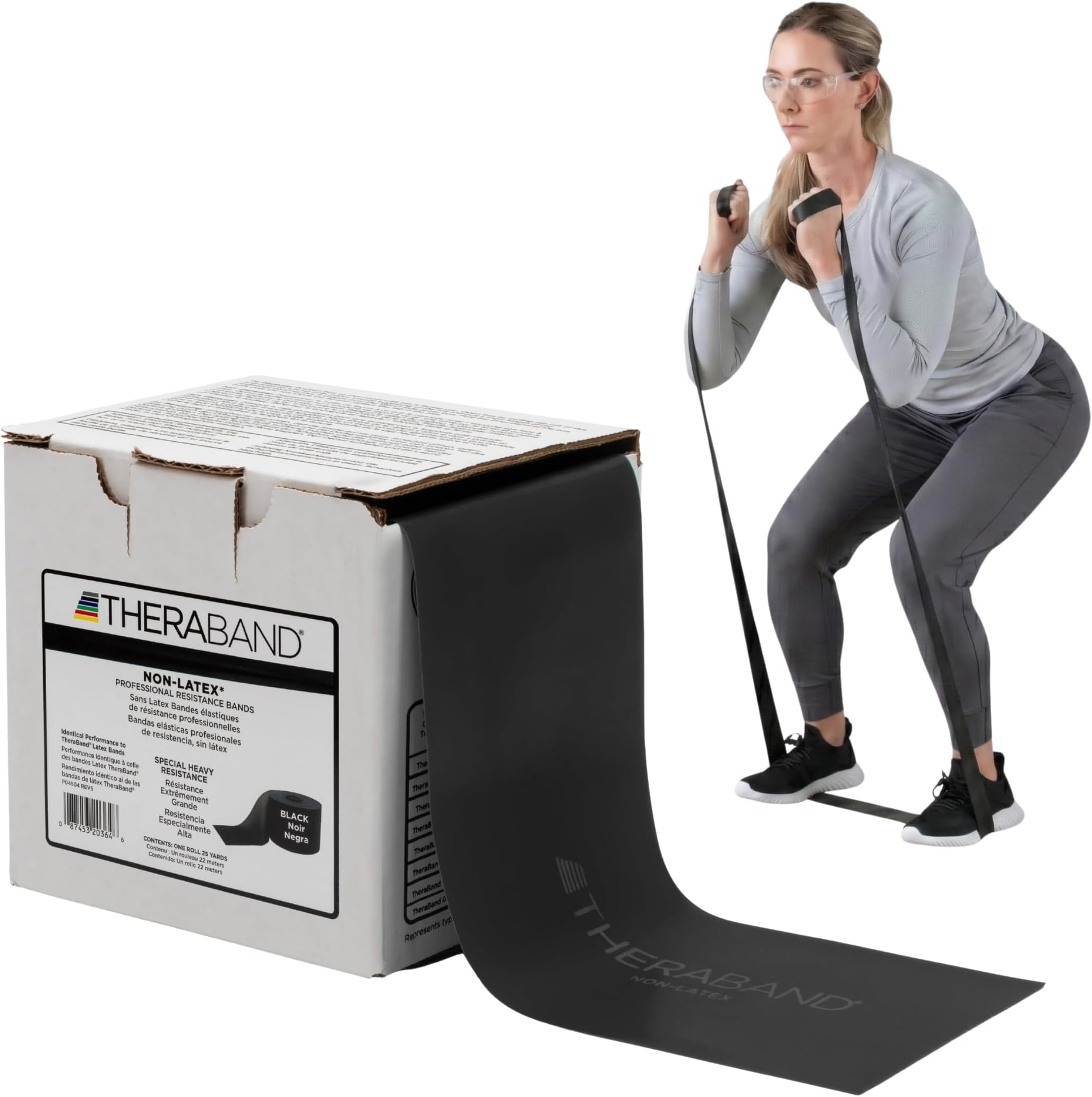 Latex-Free Professional Special Heavy Resistance Bands 25-Yard Dispenser Box, Black