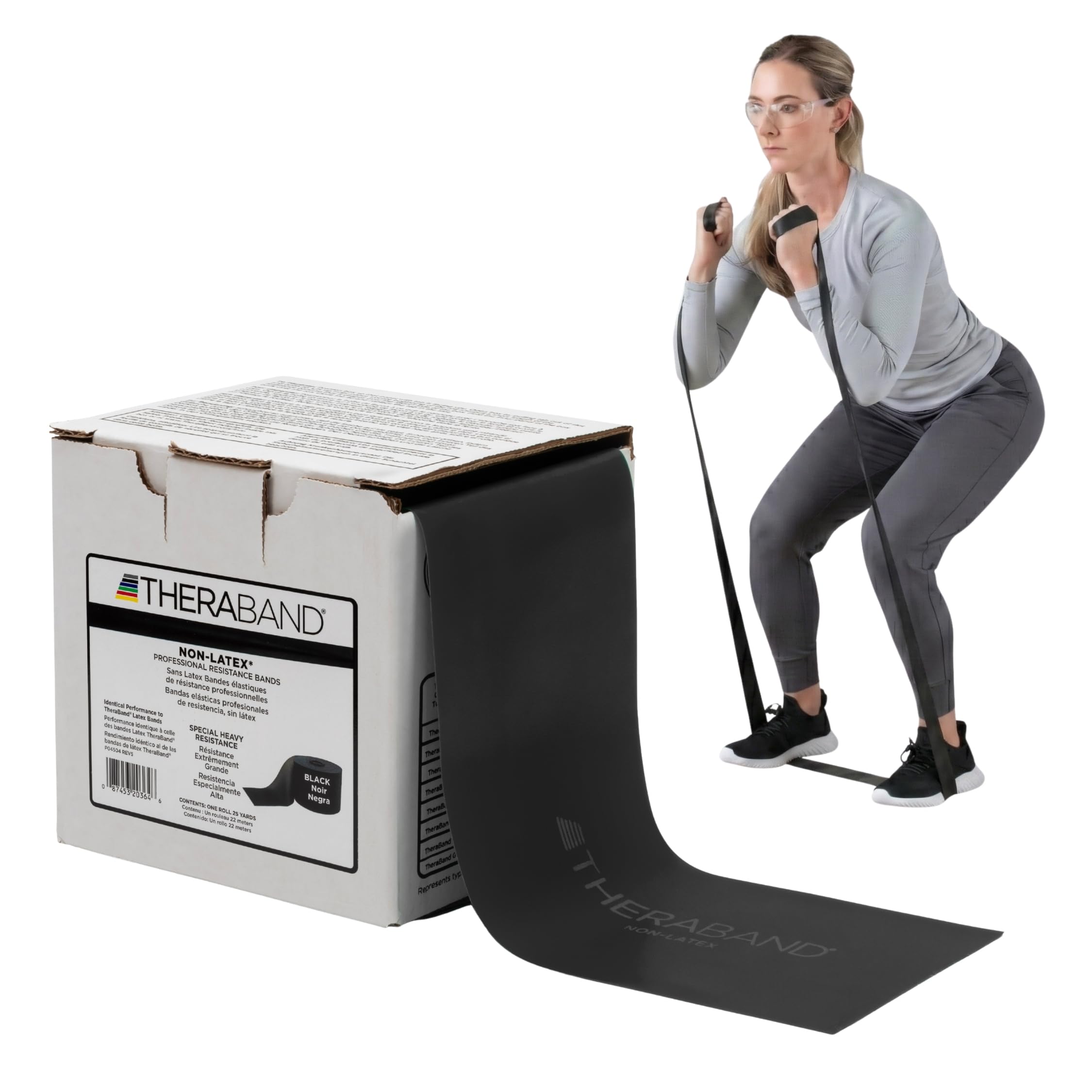 THERABAND Latex-Free Professional Special Heavy Resistance Bands 25-Yard Dispenser Box, Black