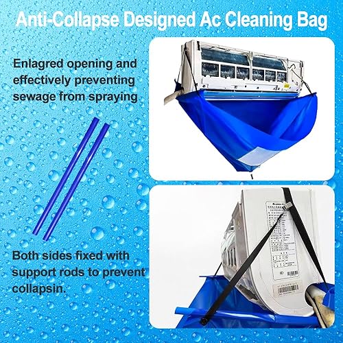 Miniatura 2 de Bolsa de limpieza de AC con varillas de soporte, kit de limpieza de aire acondicionado con herramienta de lavado resistente, kit de limpieza de AC,