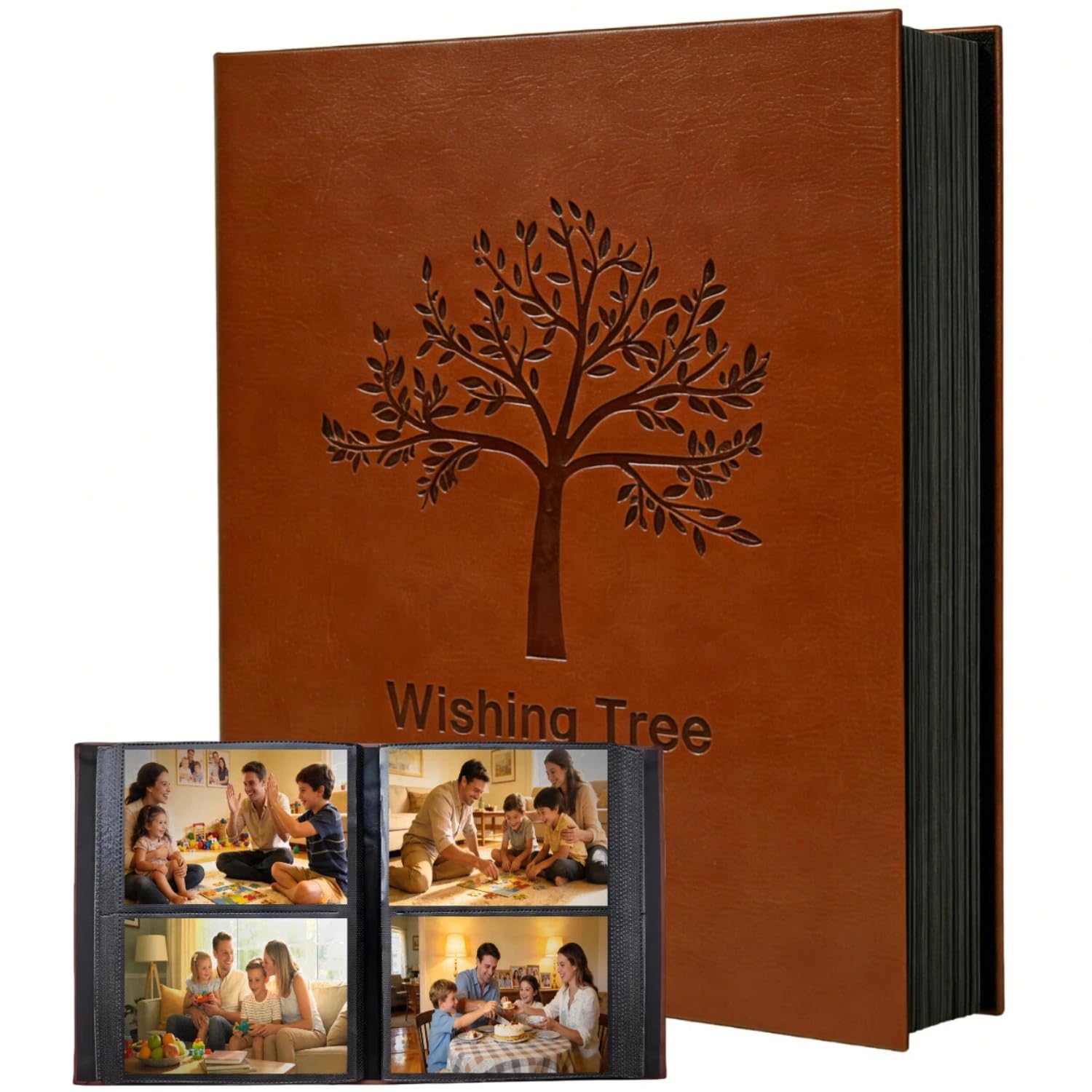 Life of Tree Fotoalbum für 10 x 15 cm Fotos, Vintage, veganes Ledereinband, 200 Taschen, perfektes Bilderbuchalbum für Hochzeit, Baby, Familie, Reiseerinnerungen, Jubiläen & Abschlussfeiern, Braun