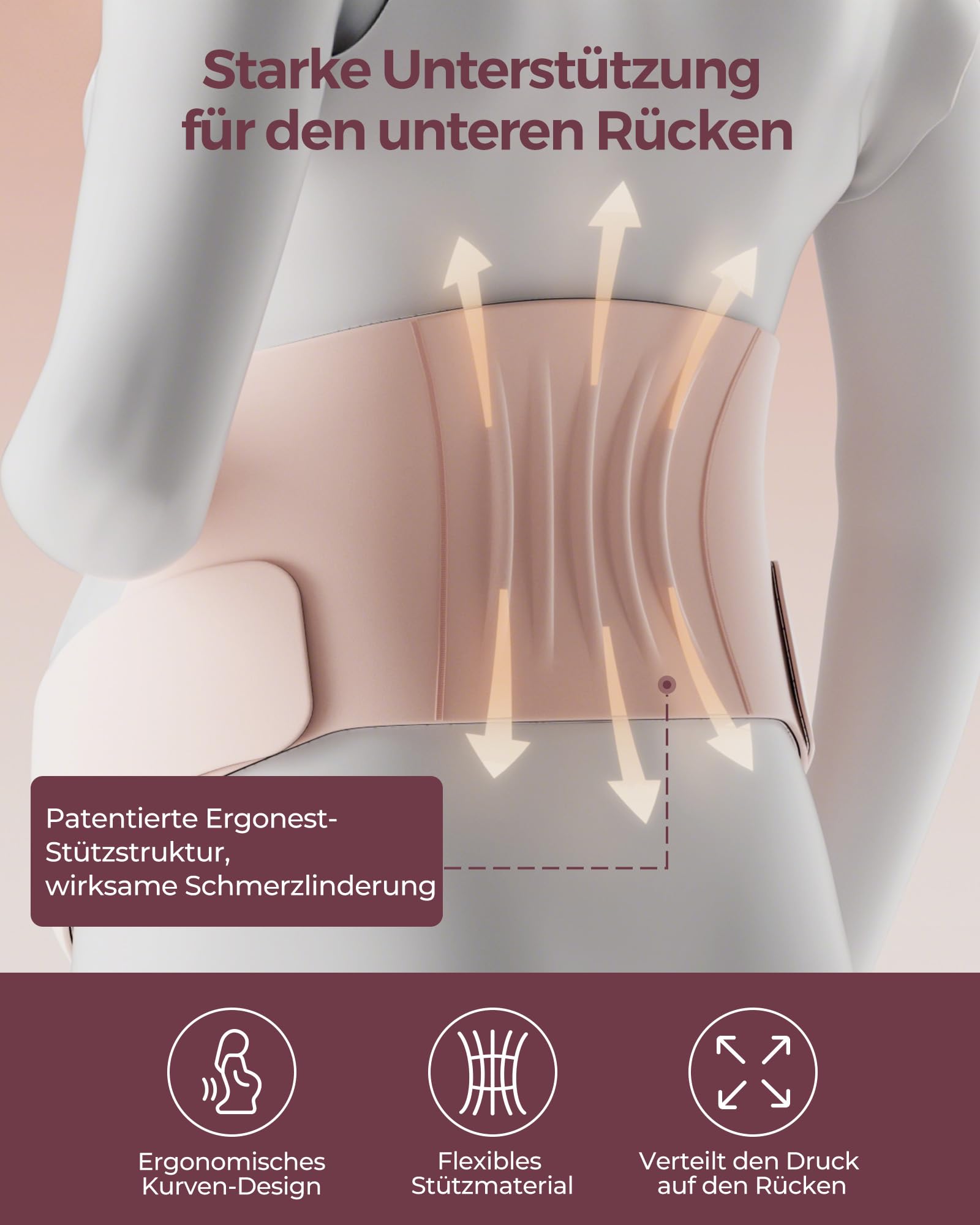 Momcozy Schwangerschafts-Bauchband mit Ergonest-Stütze – Unsichtbar & Atmungsaktiv Größe L, Tragbares Schwangerschaftskissen – W-förmiges Seitenschläferkissen für Rücken