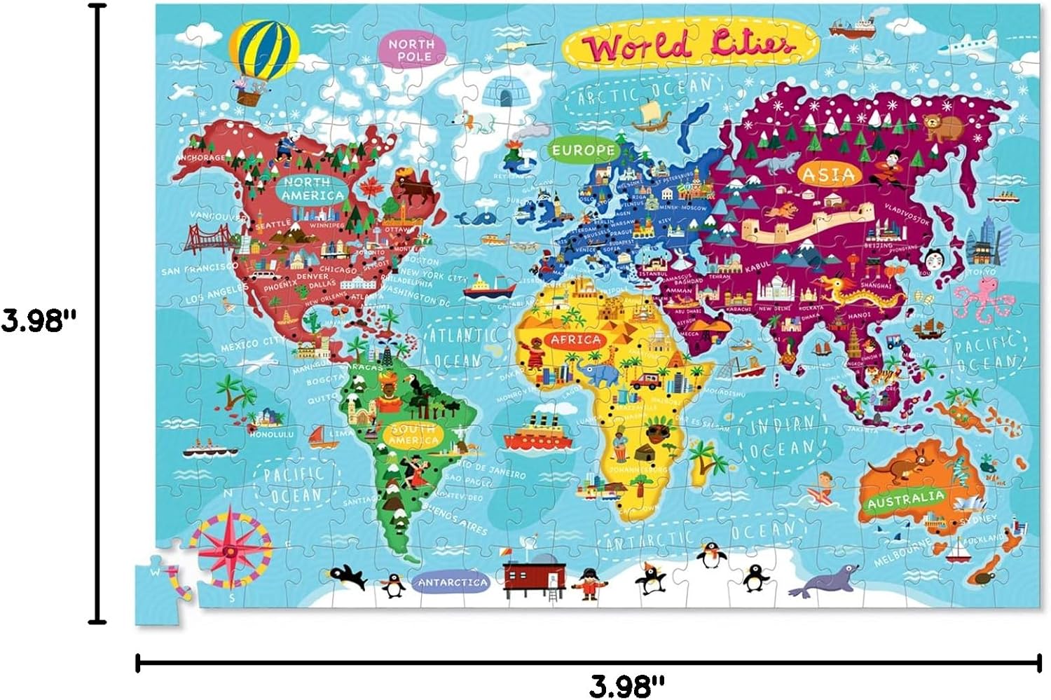 200-pc Puzzle+Poster/World Cities