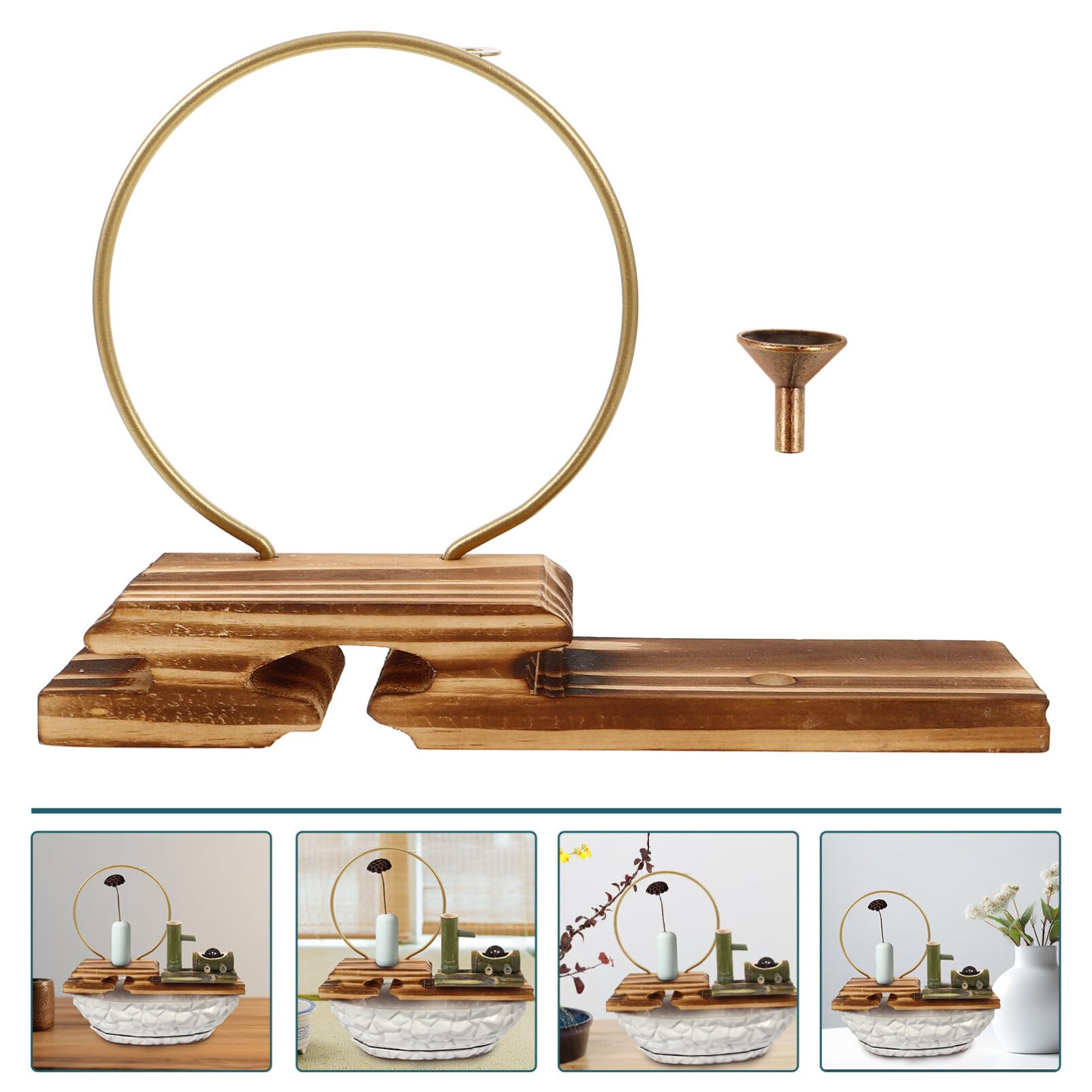 Luxshiny Portaincienso De Cono De Reflujo con Base De Madera para Decoración Zen De Oficina y Hogar Soporte para Incienso Mesa Adorno De Estilo Clásico