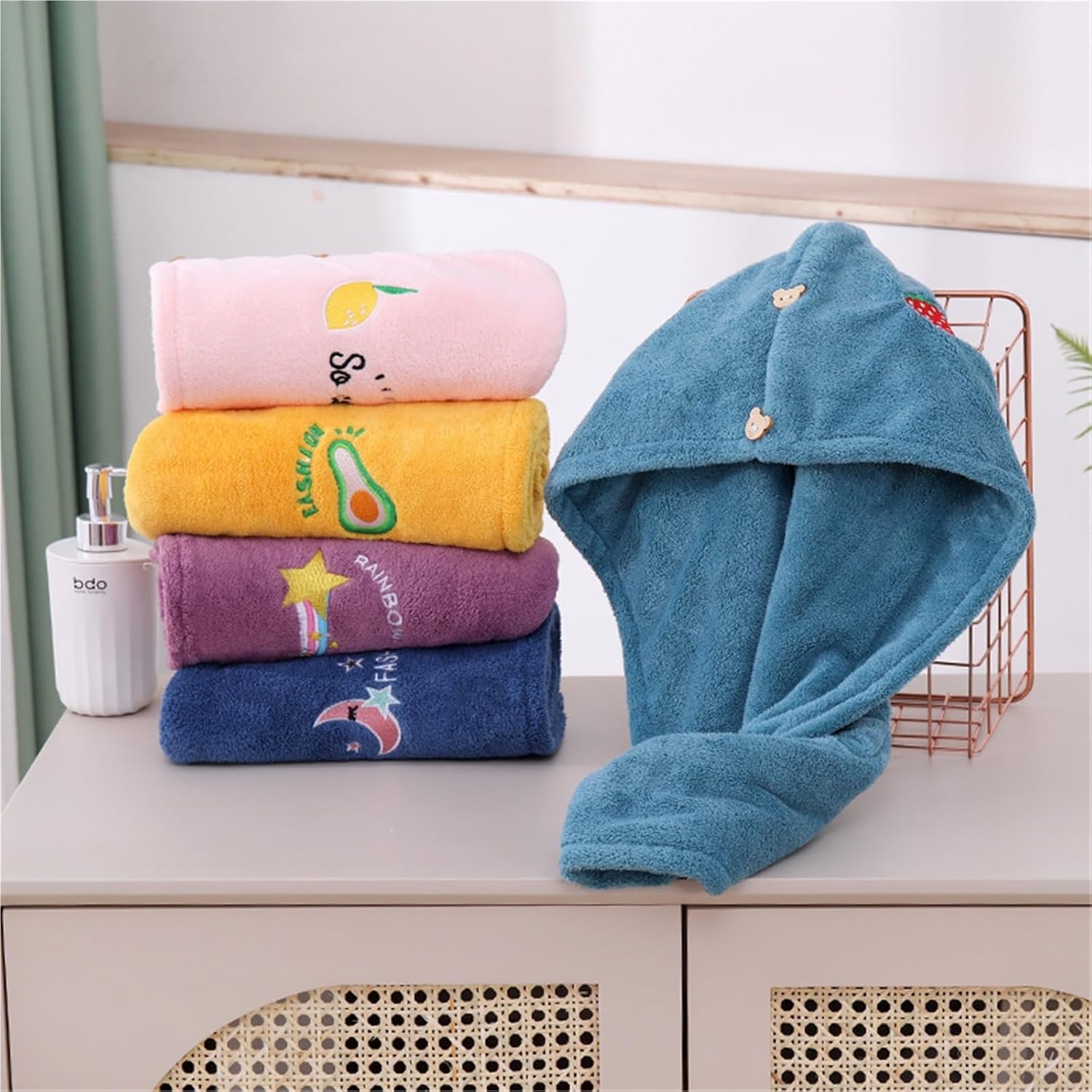 Hair Towel Double Layer Hair Wrap Thickened Hair Towel Absorbent Hair Towel Wrap for Women Quick Drying Hair Drying Towel Hair Wrap Towels(Yellow,Single Layer)