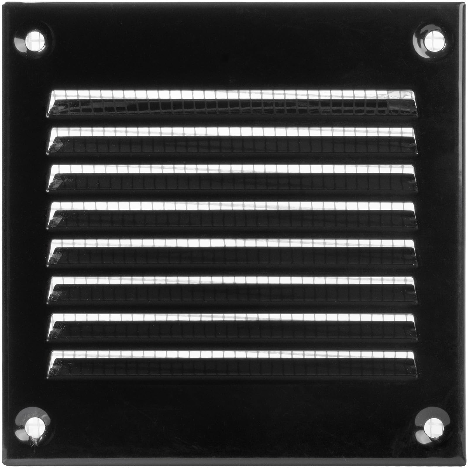 Vent Systems 4 x 4'' inch Air Vent Cover - Black - Metal Air Return Grill with Built in Pest Guard Screen HVAC Vent Cover for Home Improvement Vent Duct Cover 100x100 mm - Pack of (1)