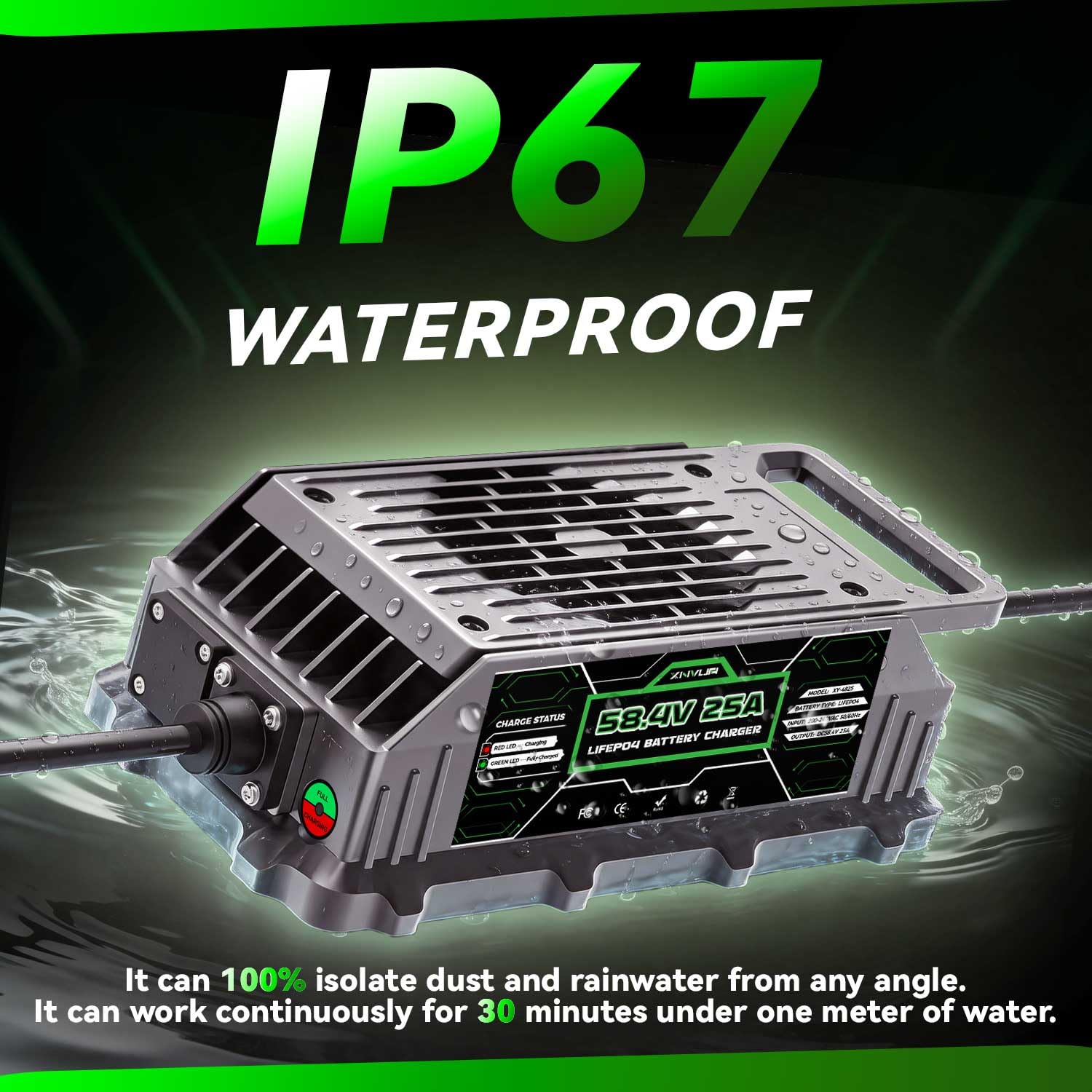 58,4 V 25 A LiFePO4 ładowarka automatyczna inteligentna ładowarka do akumulatorów litowych 48 V (51,2 V) LiFePO4