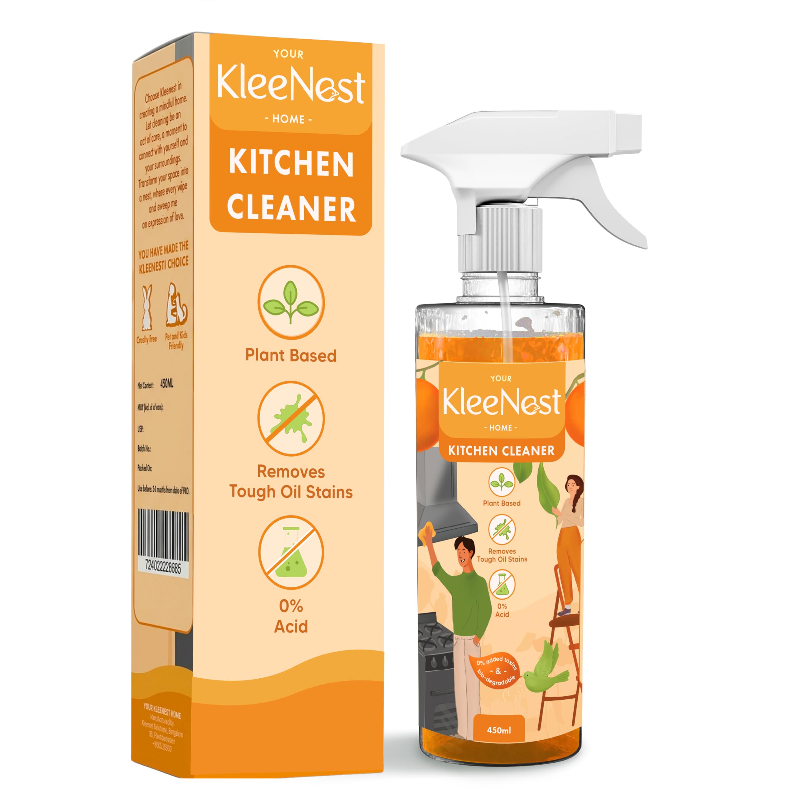 Kleenest Kitchen Cleaner & Degreaser Spray – 450 ml | Powerful Grease Remover | Citrus Fresh | Tough on Oil, Gentle on Surfaces | For Stove, Chimney, Tiles & Countertops-picture-10