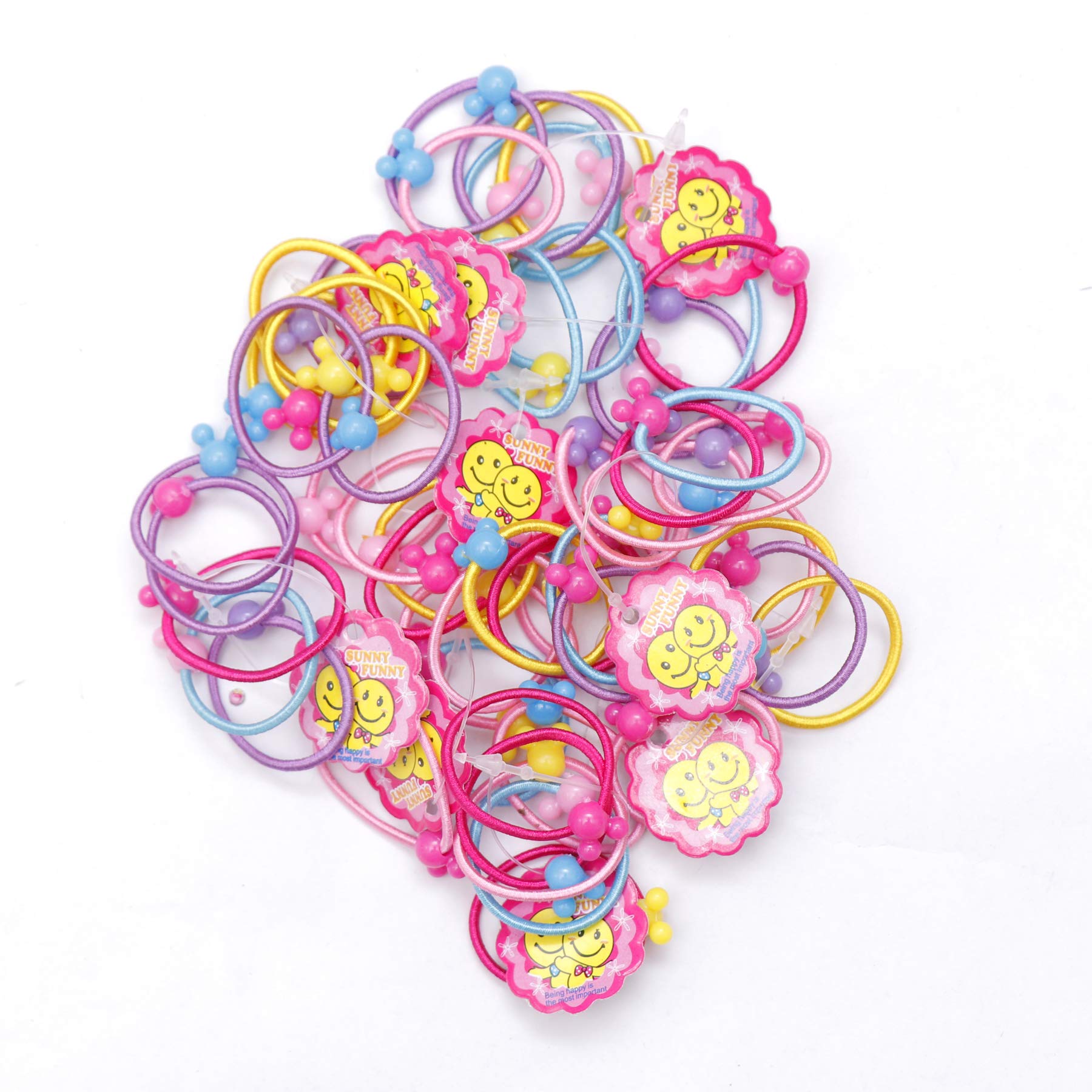 Honbon Multicolor Colors Soft Rubber Mini Hairbands Elastic Hair Ties Tiny for Baby Kids Girl