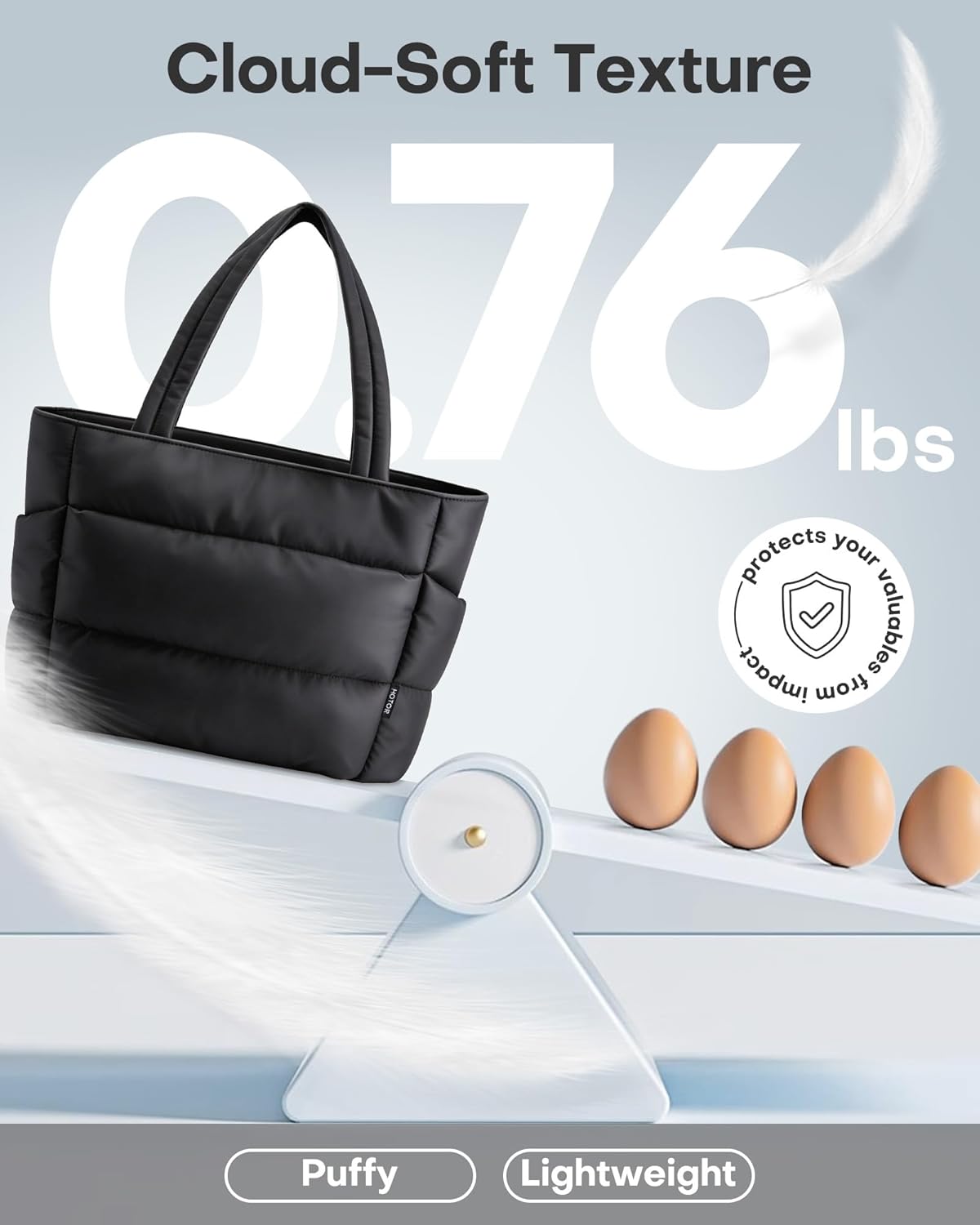 HOTOR Puffer Tote Bag for Women, Nurses - Multi-Pocket Lightweight Bag for Work - Quilted Handbag for Travel and Gym - Image 3