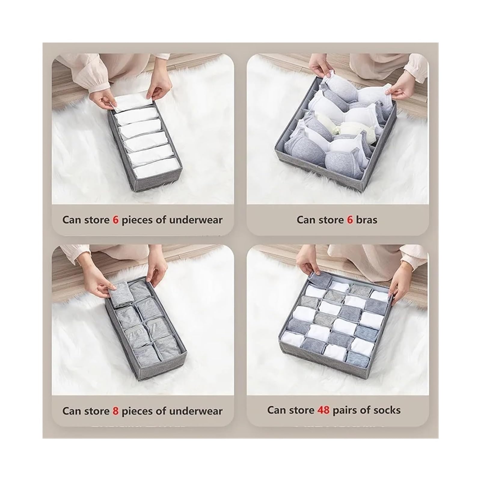 Organizer for cassetti for biancheria intima e reggiseni(7 Grids Khaki)