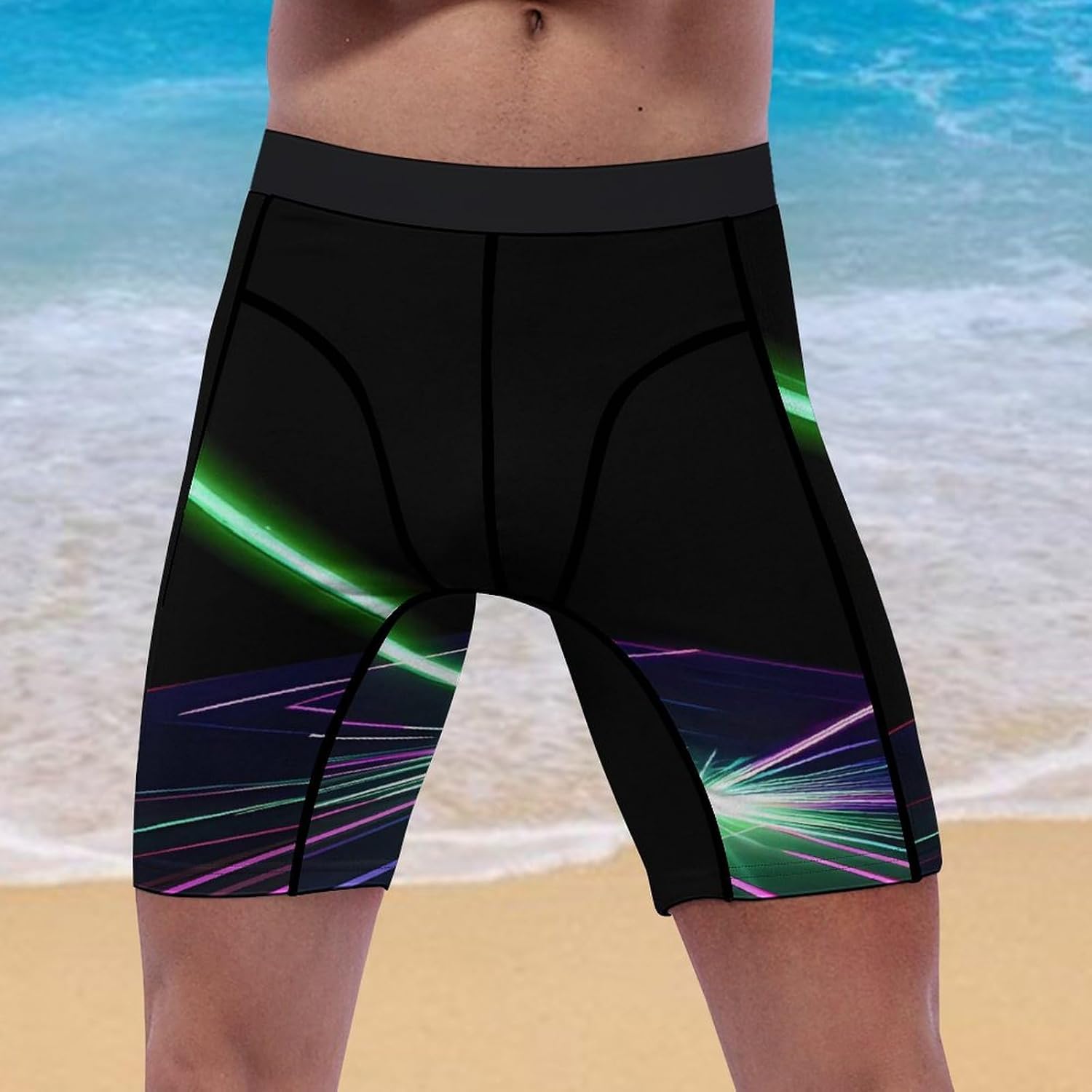 Laser Lights Compression Shorts Men Spandex Sport Shorts Workout Performance Baselayer Underwear