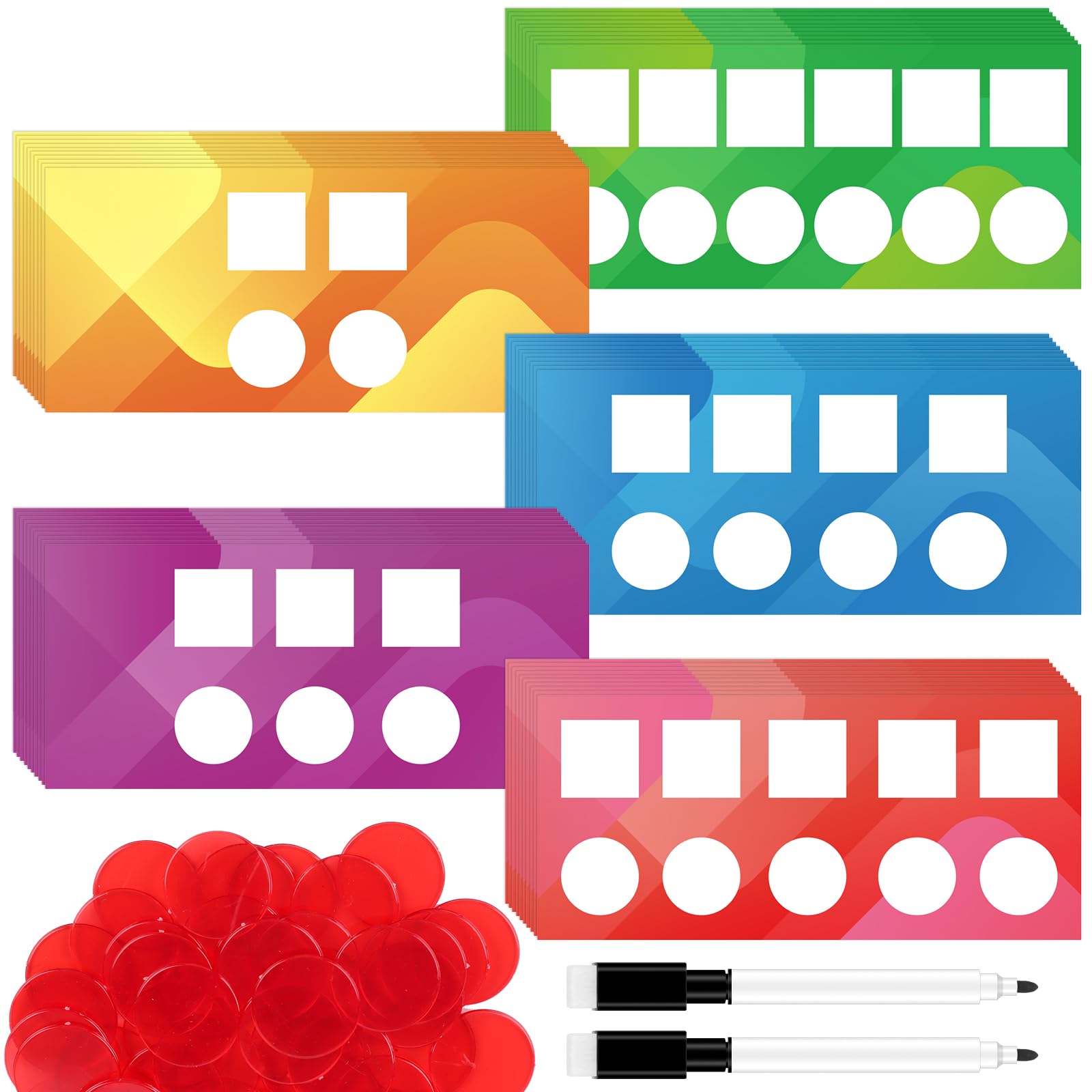 uyakhom 202 Pcs Sound Box Mats and Chips Phonemic Awareness Supplies Includes 100 Sound Box Mats 100 Plastic Chips 2 Markers Phonics Classroom Reading Games for Kindergarten Preschool Elementary