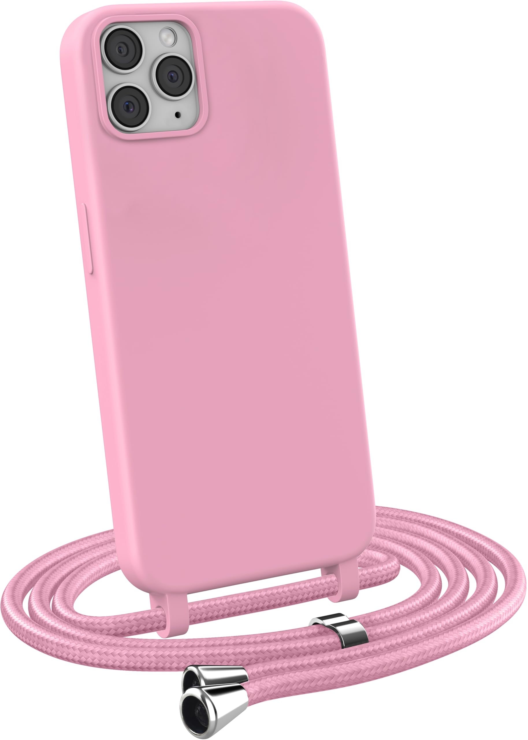 MyGadget Cover per iPhone 11 Pro Max - Custodia con Corda - Case con Cordino Opaca Antiurto | Bumper con Laccio | Tracolla - Practical Stylish - Rosa