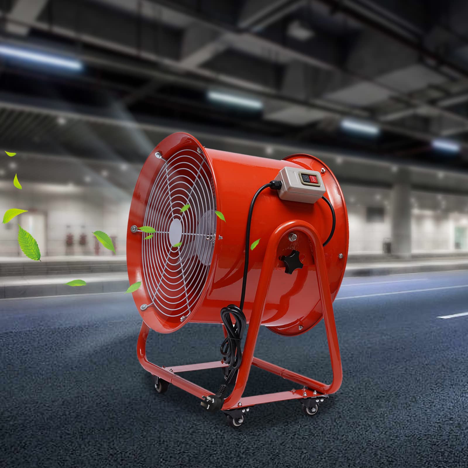 Baulüfter Baugebläse Axialgebläse 1100W 2800U/min Ø400mm Tragbare Industrieventilator Bauventilator Axialventilator Trommellüfter Ventilator Lüfter, Lüftkuhler für Fabriken, Keller, Werften