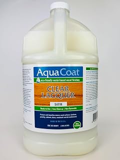 Aqua Coat Clear Lacquer in Gloss Finish - Premium Water-Based for Wood & Plastic - Fast-Drying, Non-Yellowing, Eco-Friendly - 4 Gallon, Self-Cross-Linking,