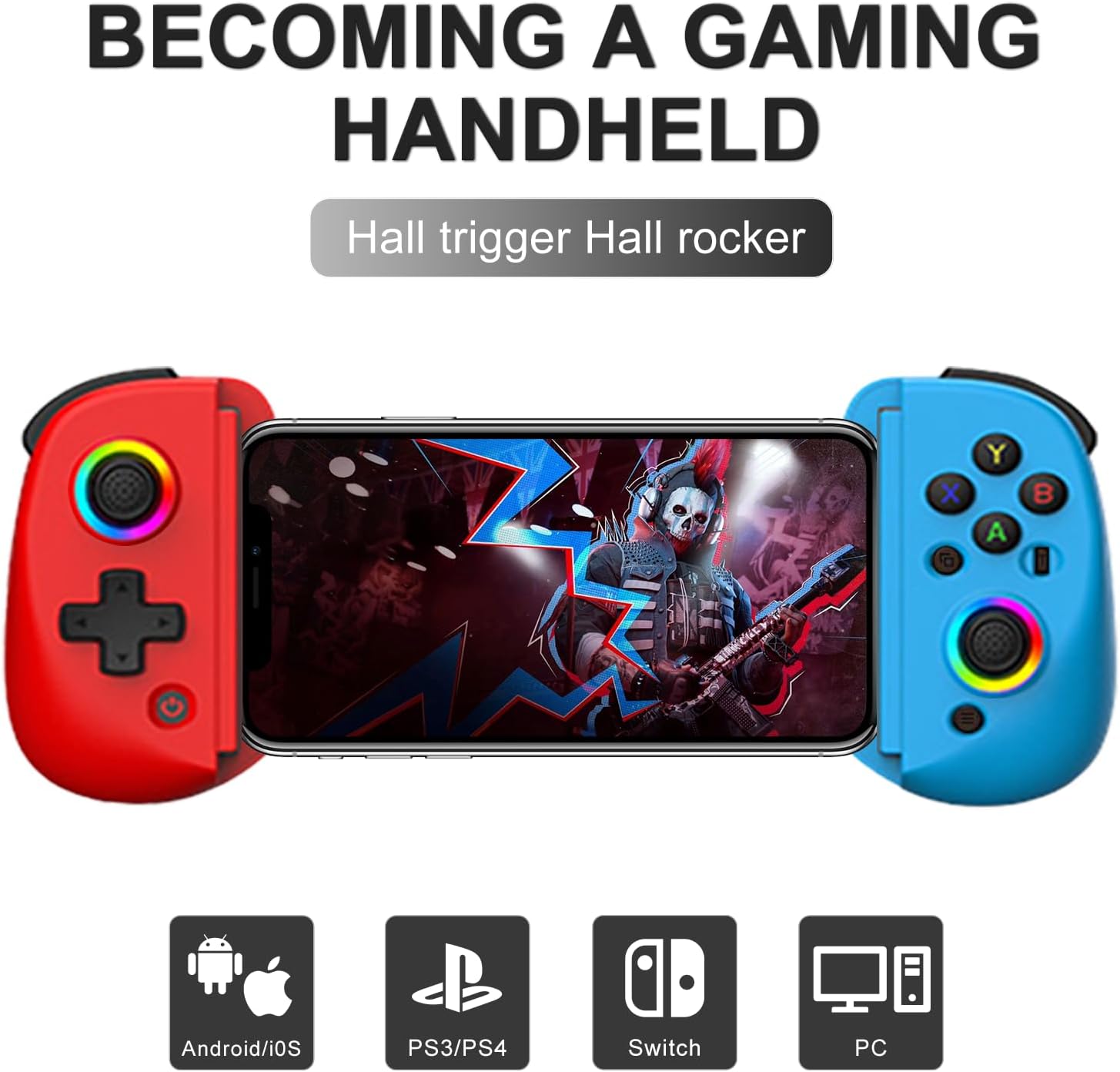 MAGIC BLOCK Wireless Mobile Gaming Controller, RGB Joystick, Linear Trigger, Turbo/Vibration/6-Axis Gyro, for iPad/Tablet 10.2inch, iPhone/Android/PC/Switch/PS4/Xbox/Cloud Gaming