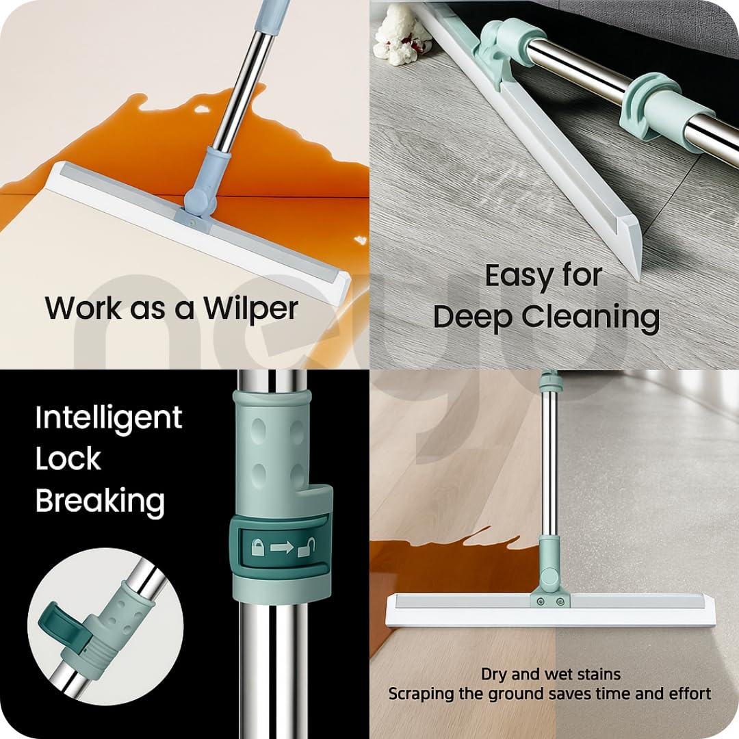 NEYU Magic Broom Sweeper with Extendable Handle | Multi-Functional Silicone Floor Sweeper for Wet & Dry Cleaning | Wipers for Bathroom Floor - Image 3 thumbnail