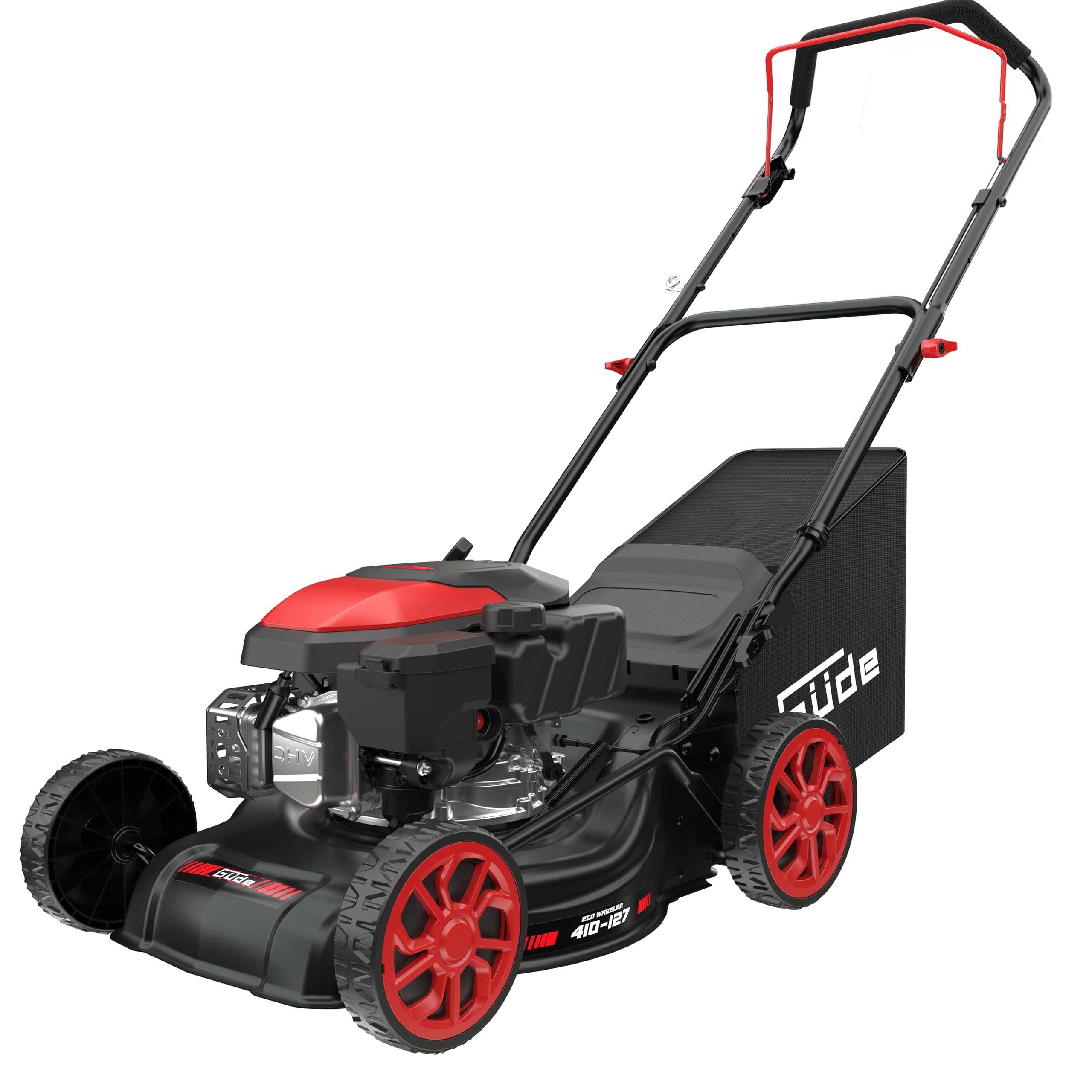 Güde EW 410-127 Eco Wheeler - Cortacésped de Gasolina, Motor de 4 Tiempos, cilindrada de 127 centímetros cúbicos, 2 kilovatios, 2,7 CV, Ancho de Corte de 41 centímetros, Ajuste de Altura de Corte de