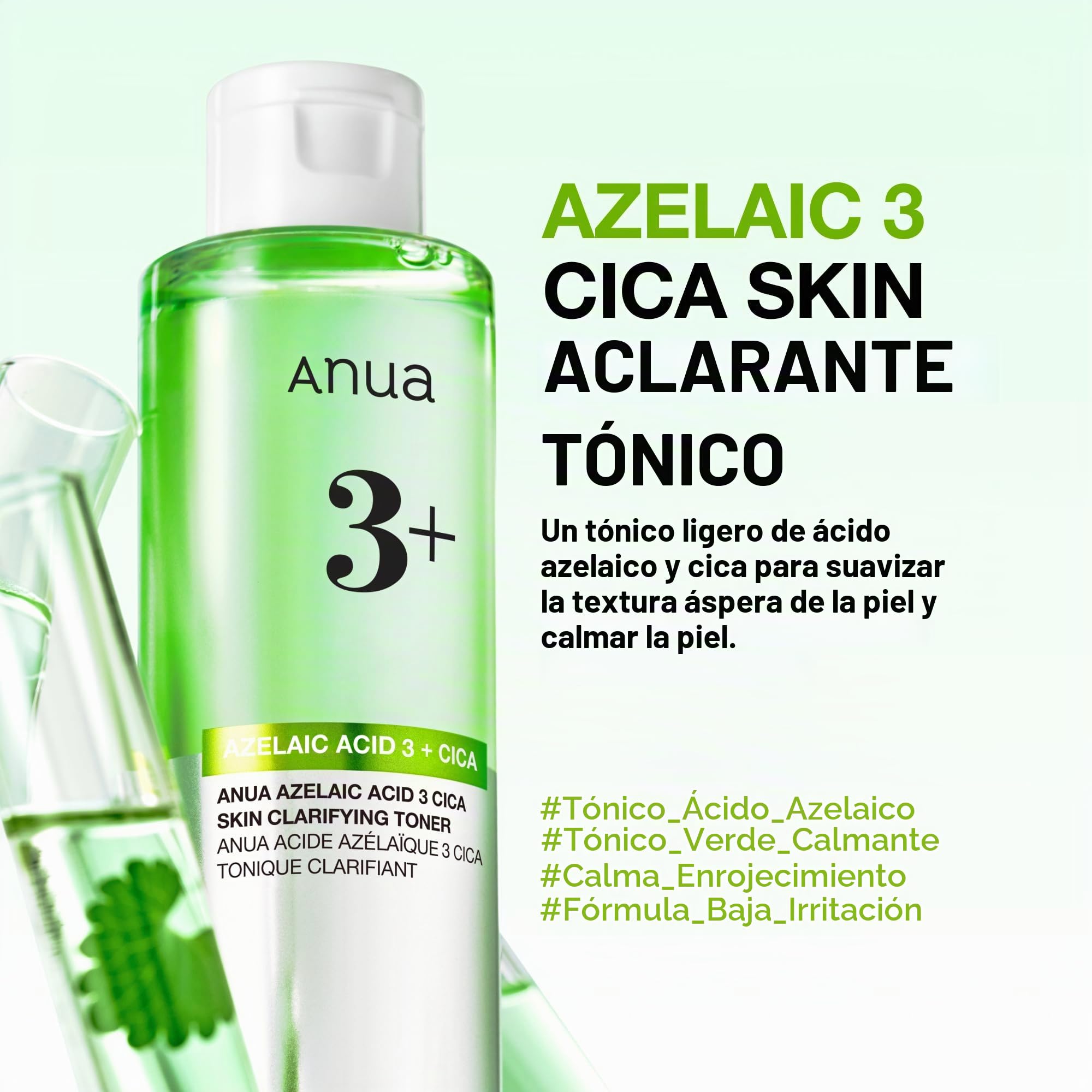 Anua Azelaic Acid 3 CICA Skin Clarifying Toner, Tónico Facial Calmante y Purificante, con Ácido Salicílico y Ácido Azelaico, Cuidado de la grasa y Imperfecciones, skincare coreano, 250 ml