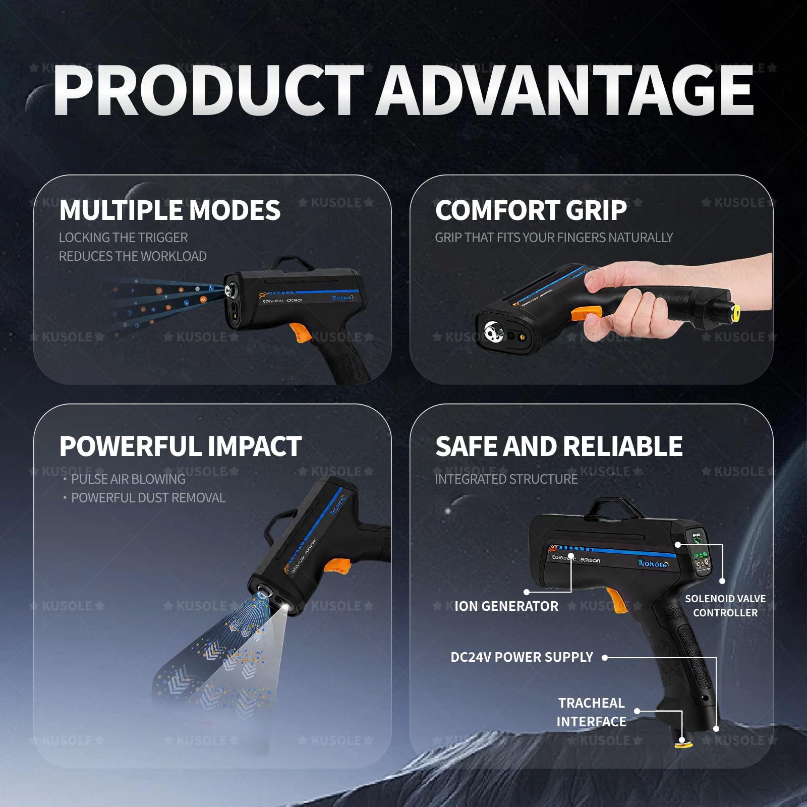 Pistola Antiestática De Aire Ionizante, Eliminador De Estática, Pistola Antiestática para Pintura De Automóviles, con Luz De Detección De Polvo Y Luz Infrarroja Tg2031