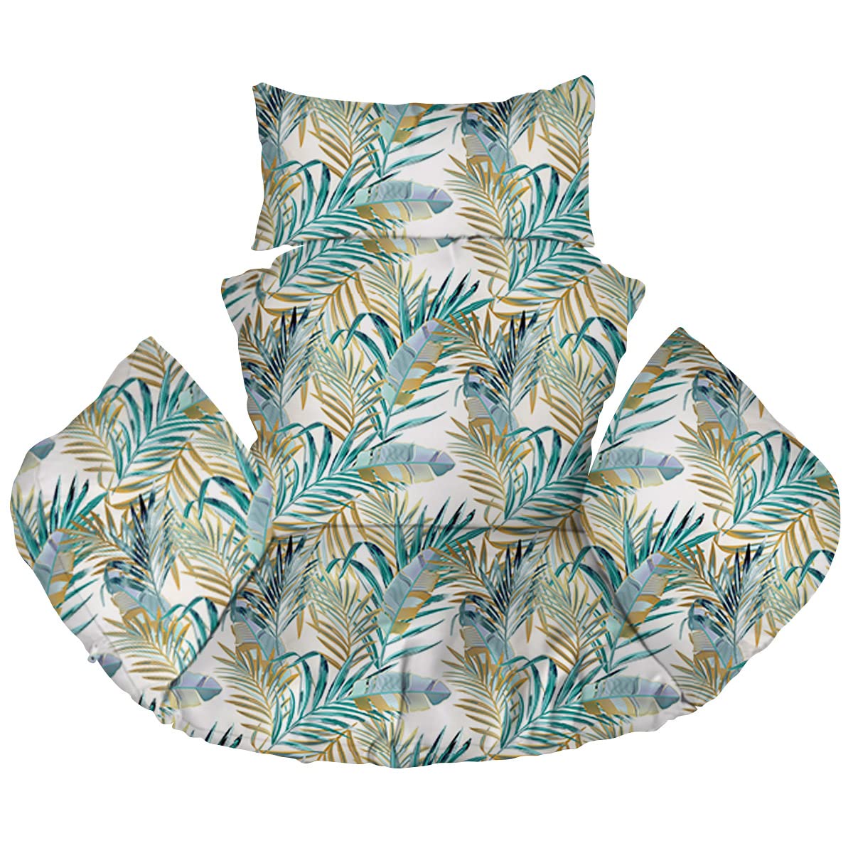 Ferocity Cuscino per Sedia Amaca, Sedia in Rattan Cuscino, Dondolo Sospesa, Cuscino per Sedia con Cuscino per la Testa di, Rivestimento Rimovibile, con Lacci attaccati, Palm White [114]