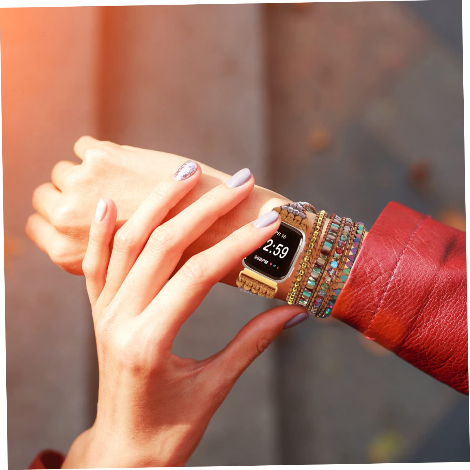 Gadpiparty 2 Pièces Bracelet Perlé Montre Bande Remplacer Montre Bande Bracelets De Pour Femmes Femmes Bracelets De Smartwatch Bandes De Remplacement Bracelet Pour Miss
