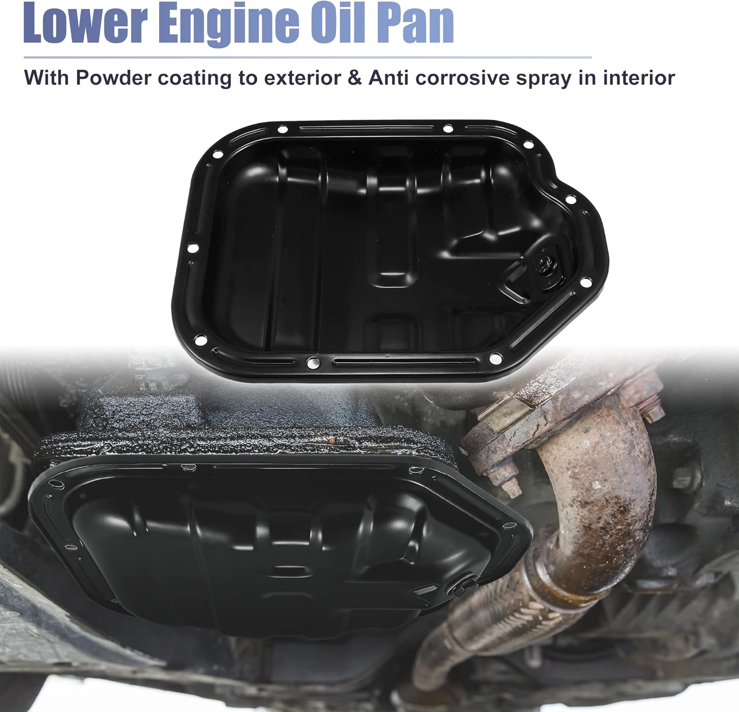 X AUTOHAUX Engine Oil Pan for Infiniti FX35 G35 M35 for Nissan 350Z 11110-4P110 Engine Oil Pan Lower Engine Sump Pan Oil Pan Black Powder Coating Metal