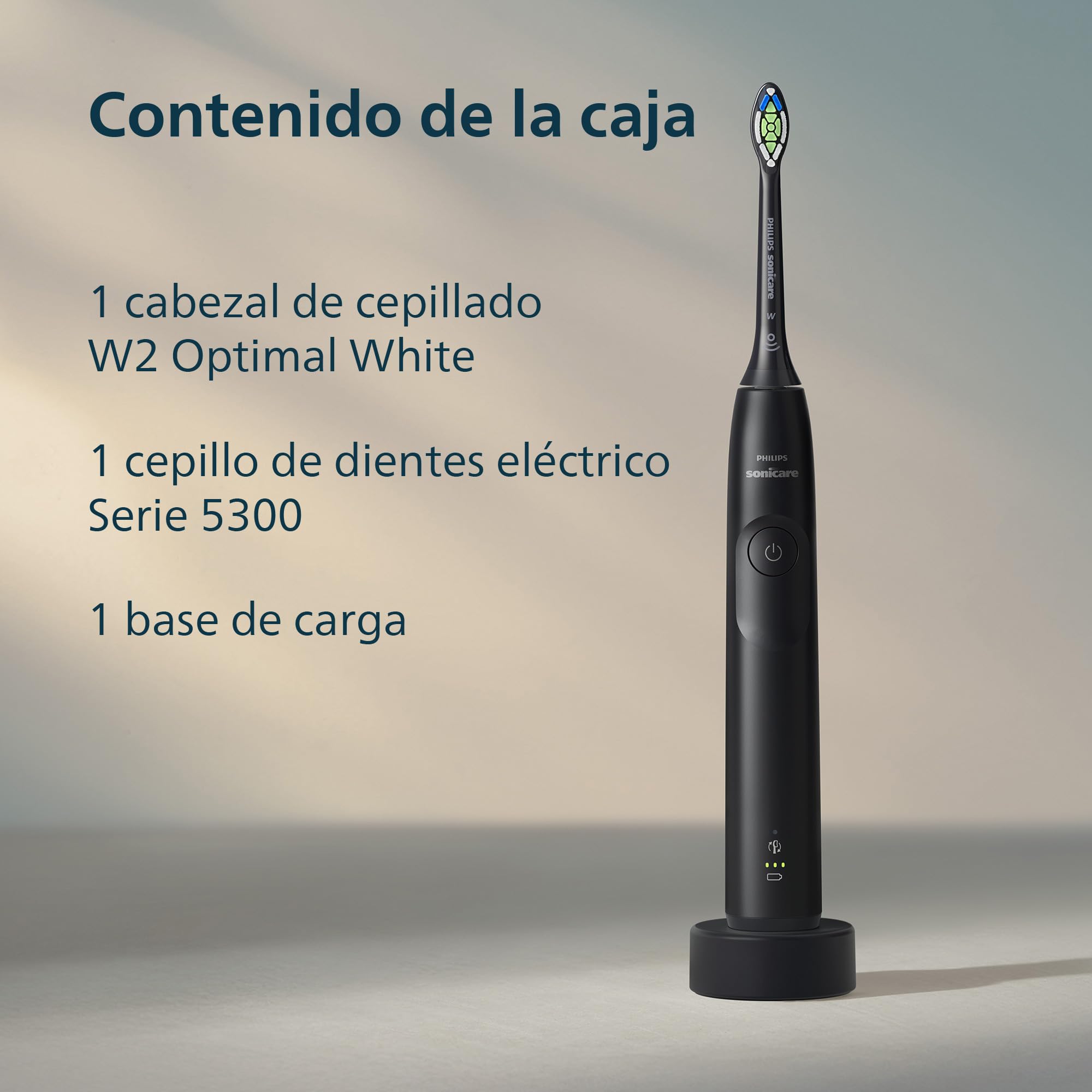 Philips Sonicare 5300 cepillo dental eléctrico, sónico con 2 niveles de intensidad, alerta de presión, EasyStart, SmarTimer y BrushPacer, negro, modelo HX7101/01 [Nueva Tecnología]