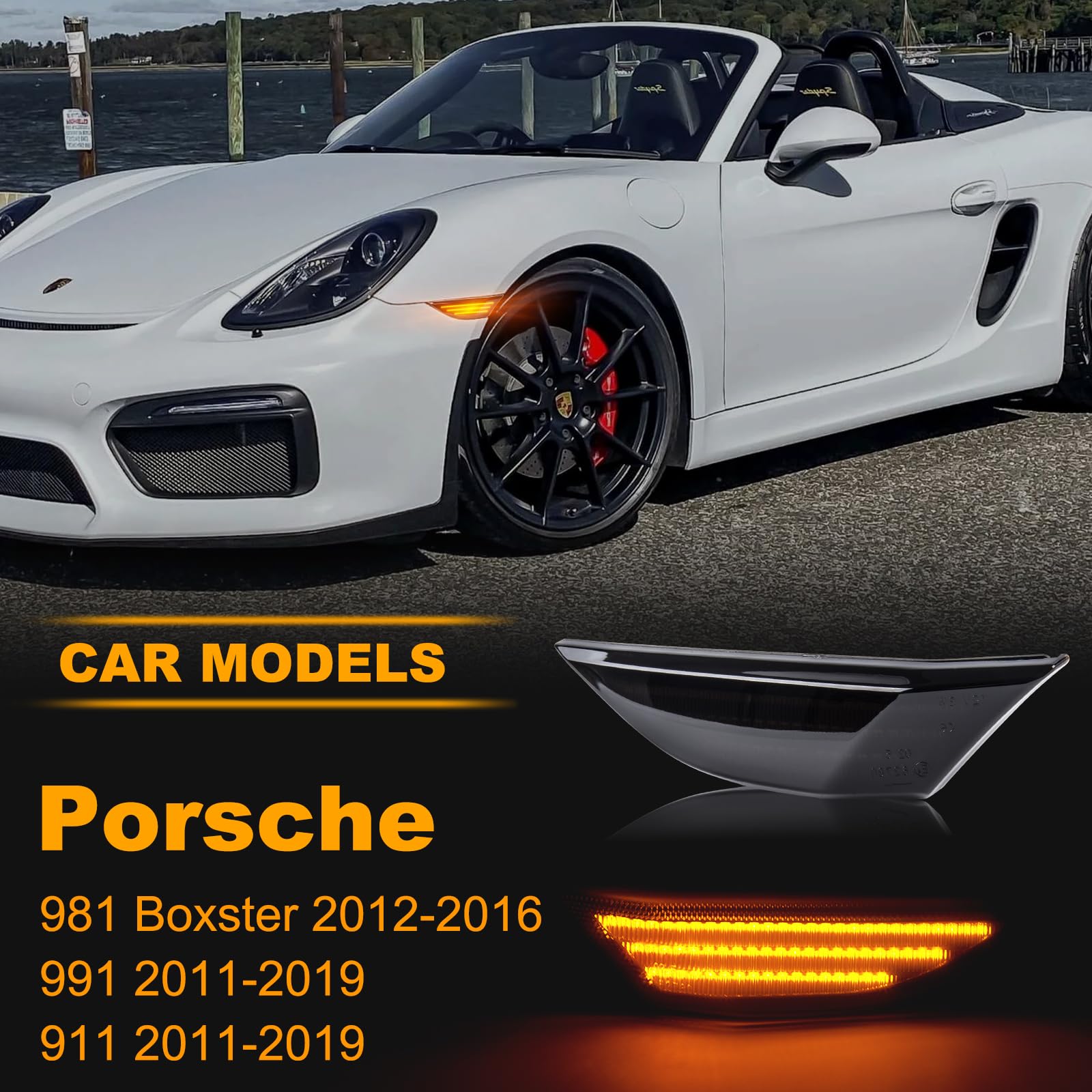 Frecce Laterale a LED per Porsche 981 Boxster 2012-2016/991 2011-2019/911 2011-2019, Indicatore di Direzione, 2 Pezzi