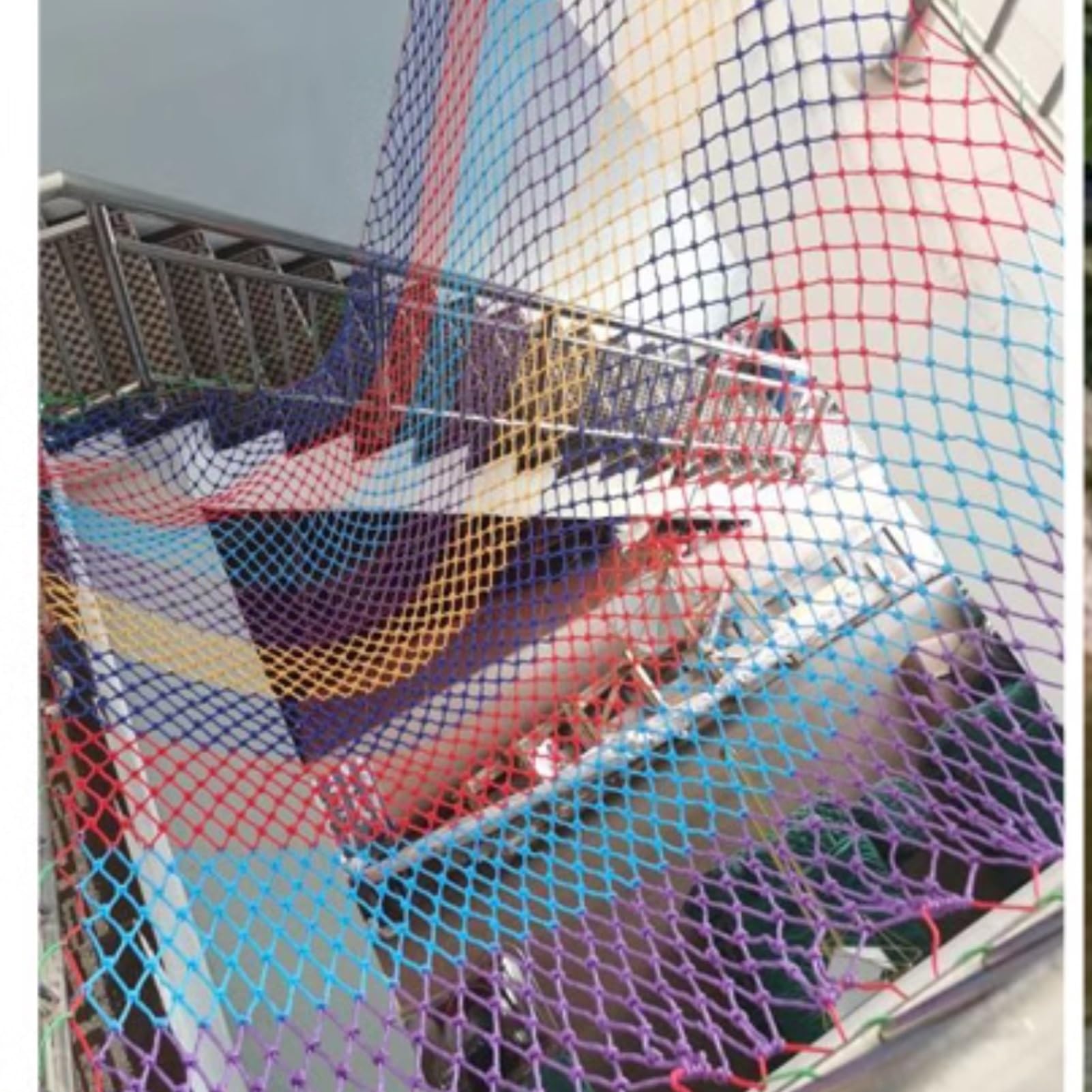 Red de seguridad para escaleras y balcones, red de escalada para obras de construcción, vallas y paredes de escalada (3 x 5 m) - Sistema de protección de malla duradero