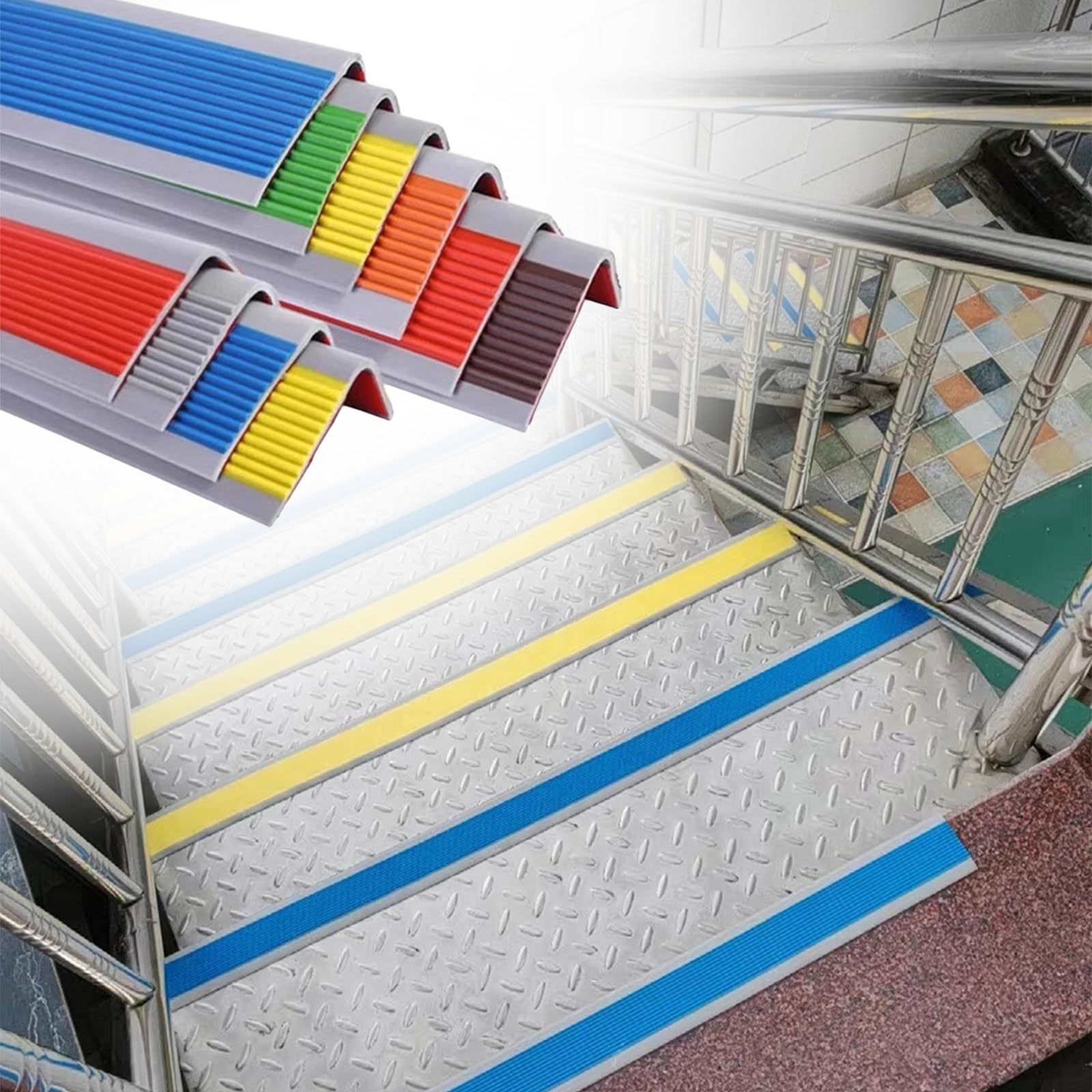 Tiras Antideslizantes Para Peldaños En Forma De L, Cantoneras Adhesivas Salva Escalones Y Zócalo Escaleras Protectoras, Protector Autoadhesivo Borde Escalera PVC Goma 5m Seguridad Hogar