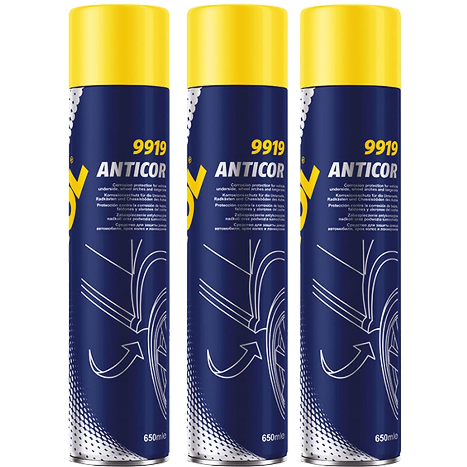 BandelOne enthält 3X 650ml Mannol Anticor Schwarz Unterbodenschutz Steinschlagschutz