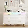 Dresser for Bedroom, 53.5" Wide Dresser Organizer, 7 Drawer with Golden Metal Handle and Legs, Modern Chest of Drawers for Closet, Hallway, Living Room, Entryway, White
