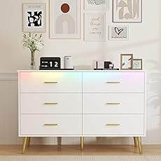Dresser for Bedroom, 53.5" Wide Dresser Organizer, 7 Drawer with Golden Metal Handle and Legs, Modern Chest of Drawers for Closet, Hallway, Living Room, Entryway, White