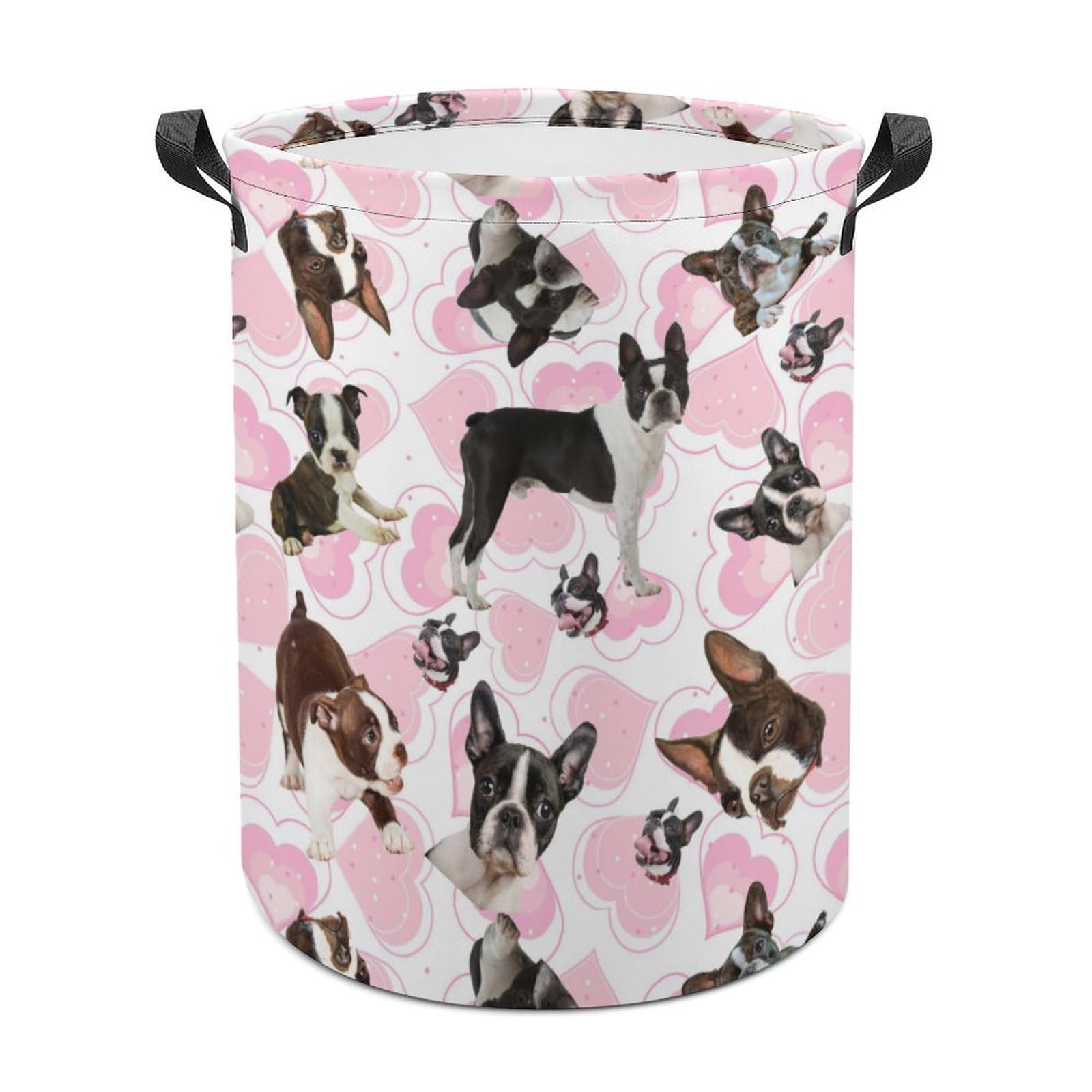 MHYRAC Laundry Hamper, Boston Terrier Laundry Basket, Washing Basket with Handle