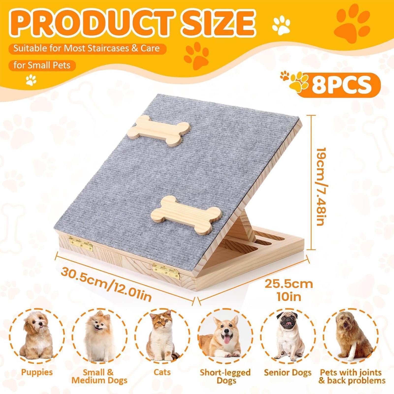 Rampa Escalera de Perros 2 Piezas Altura Ajustable Escalones Portátiles