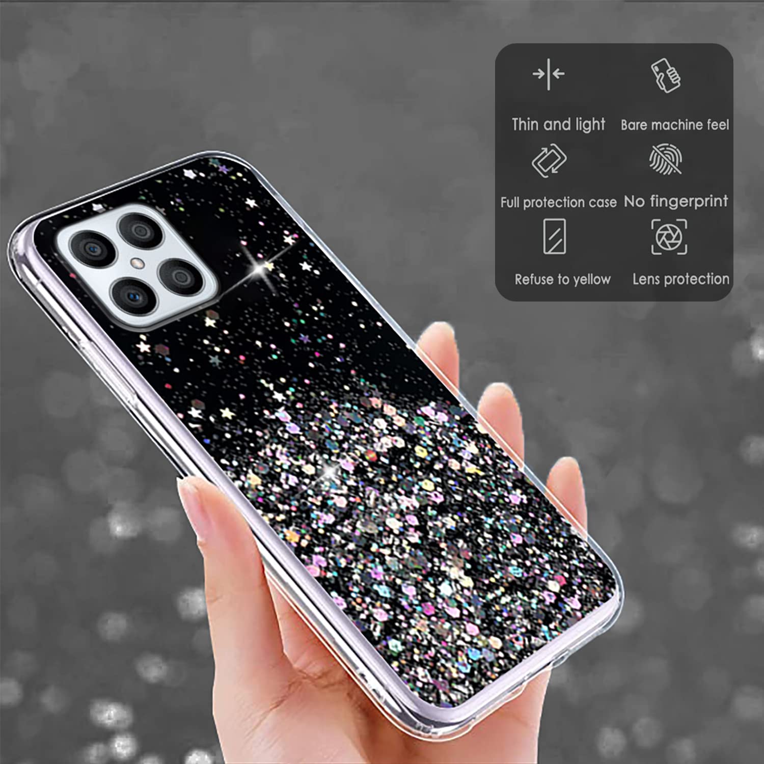 Wousunly Compatibile con Cover Honor X8 Glitter Trasparente,Custodia Honor X8 Sottile Silicone Brillantini Case (Verde