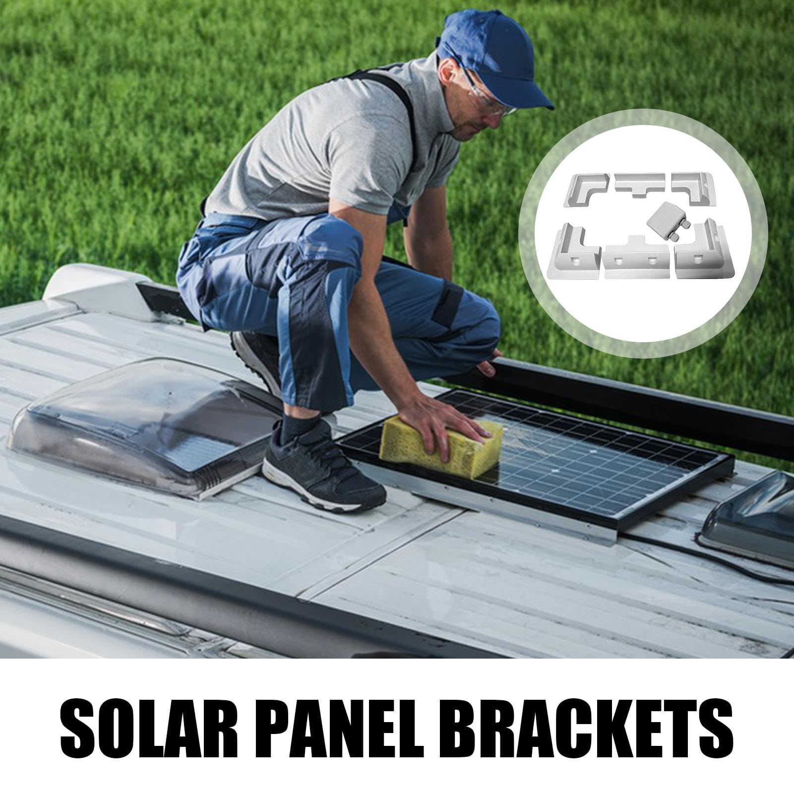 Kit de montaje en techo solar, soportes para paneles solares | Kit de montaje solar sin taladros - Kit de soporte para cobertizo de disipación de calor, soportes solares, resistente a los