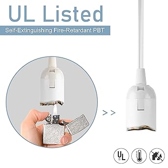 JACKYLED Hanging Lantern Cord,White Pendant Light Cord Hanging Lamp Cord,20FT&12FT