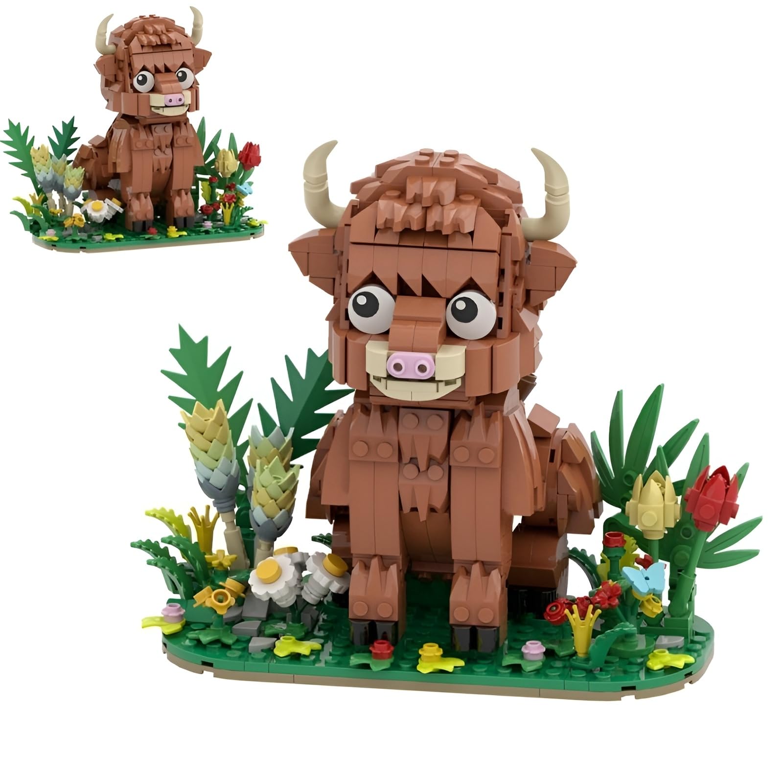 Highland Cow Building Blocks Set, 660 PCS Farm Animal Bricks Toy, Creative Scottish Cattle Building Model, Animal Bricks Model, Gifts for Adults
