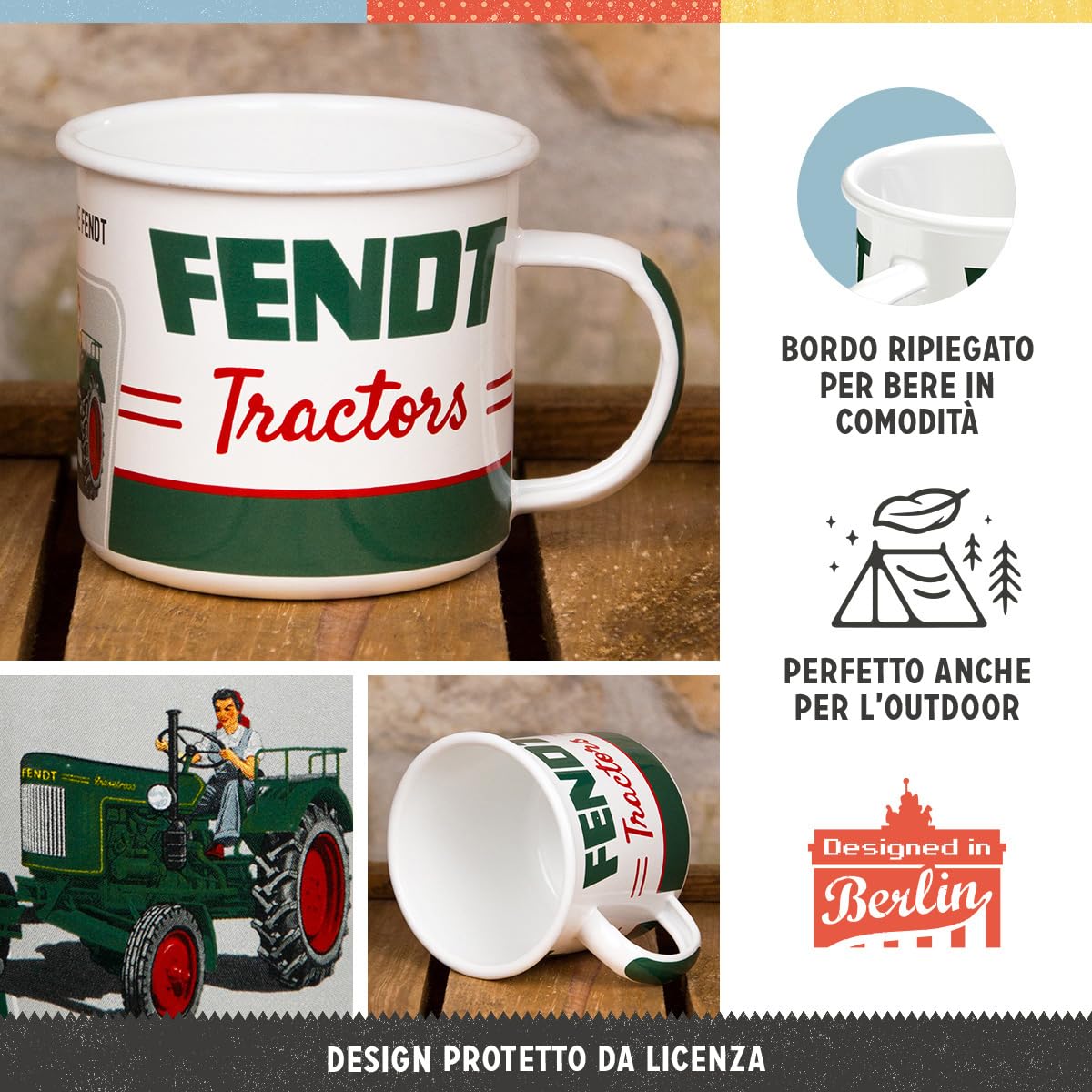 Tazza Smaltata Retrò Goodyear - Design Vintage, Capacità 360 Ml, Idea Regalo Per Appassionati Di Auto